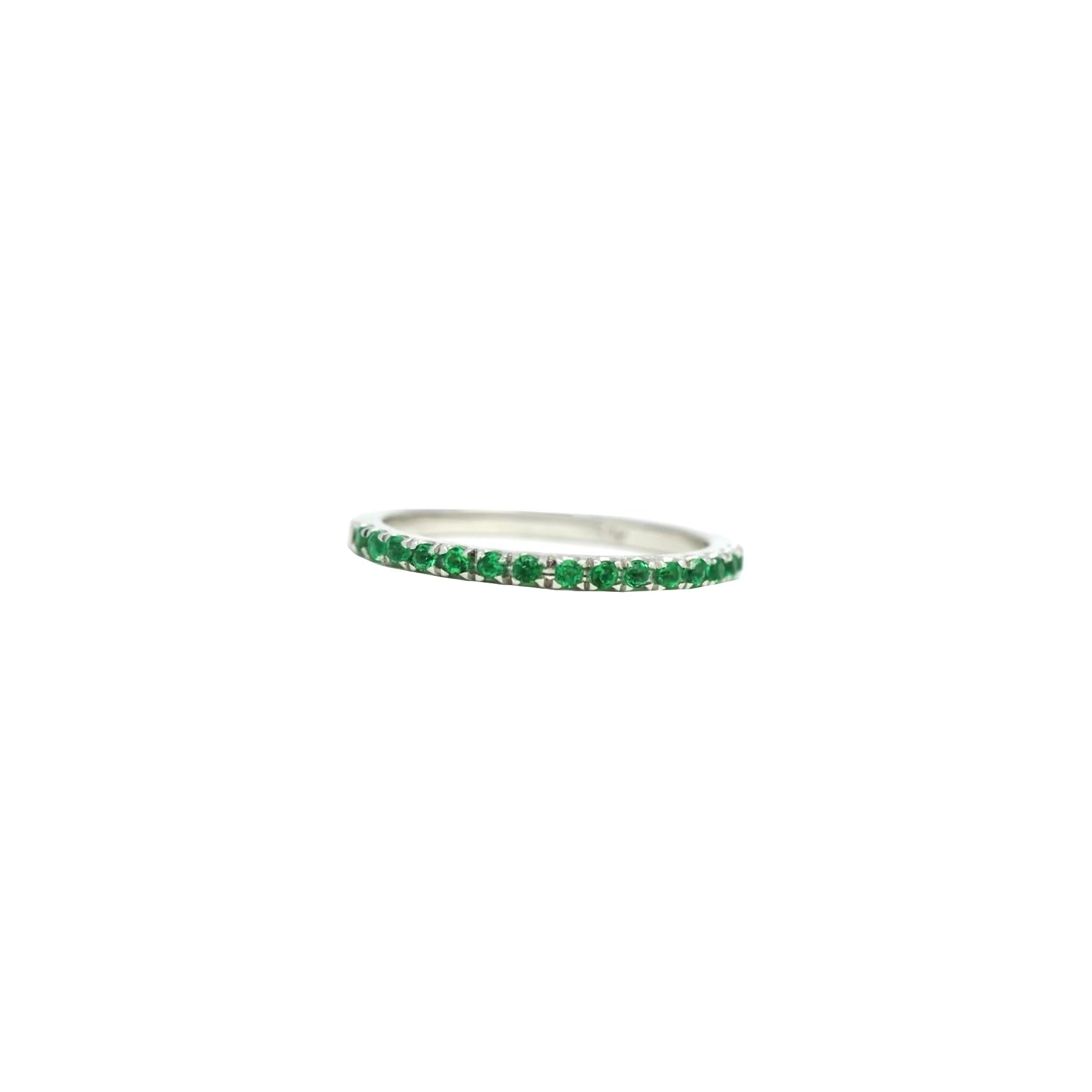 Delicate Colombian Emerald Band Ring in Gold | 0.17 Carat Round Emerald Ring