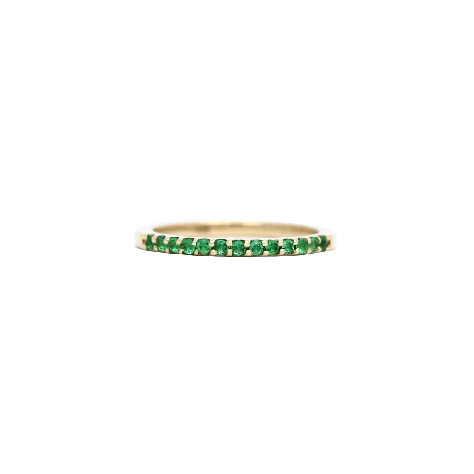 18K Yellow Gold Emerald Band – Delicate Yet Bold Elegance
