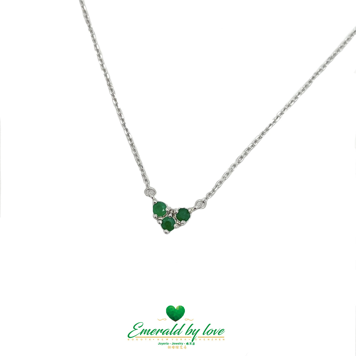 925 Sterling Silver Pendant with Three Natural Colombian Emeralds