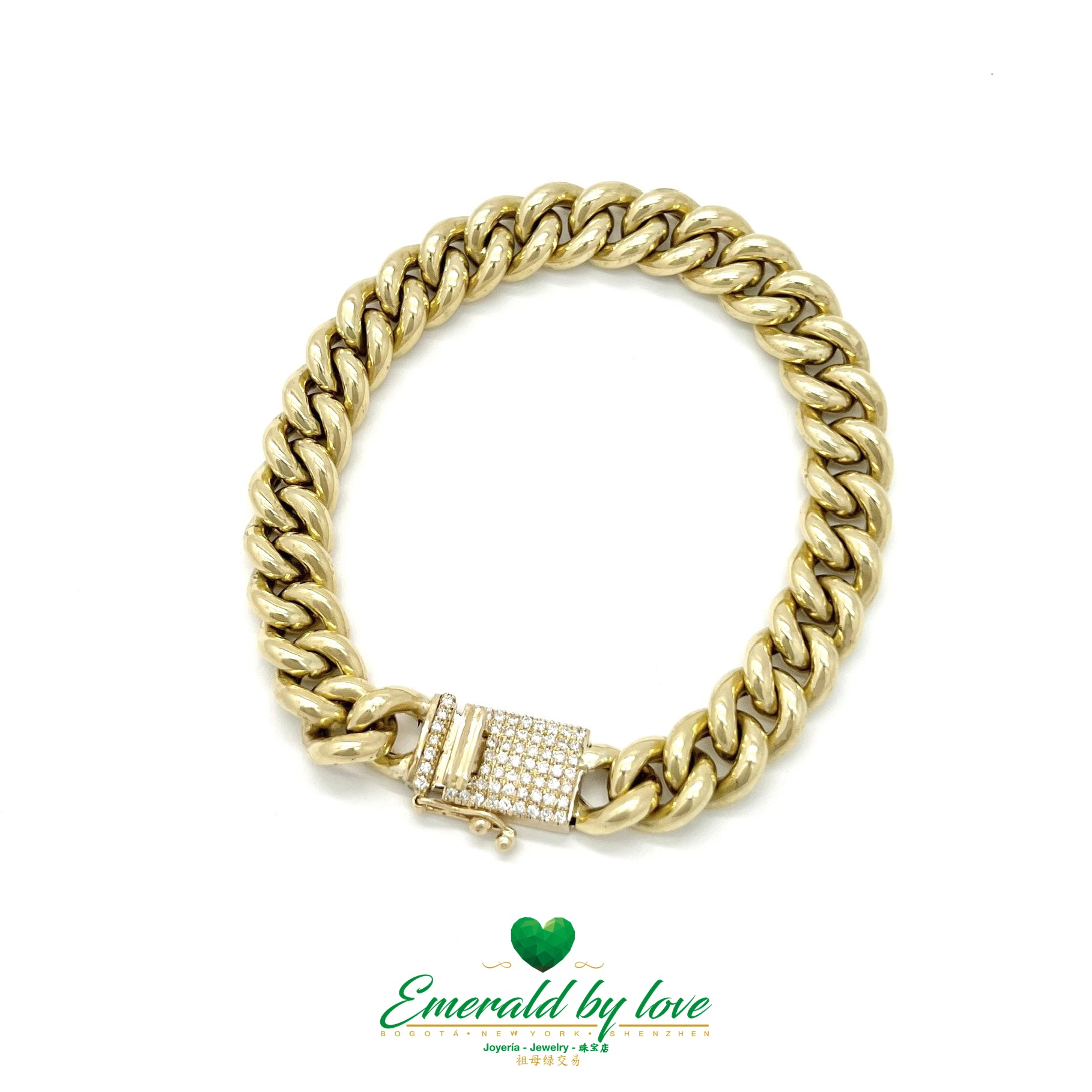 18K Yellow Gold Bracelet with Diamond Clasp