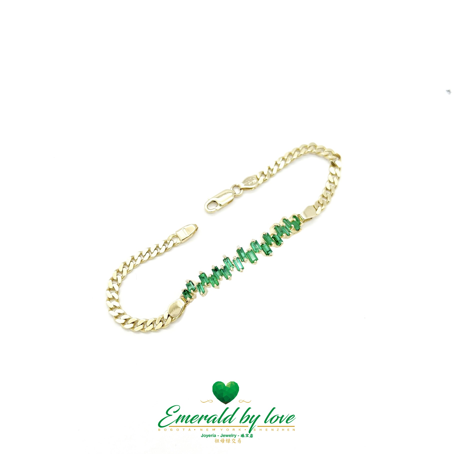 Yellow Gold Crazy Baguette Emerald Bracelet