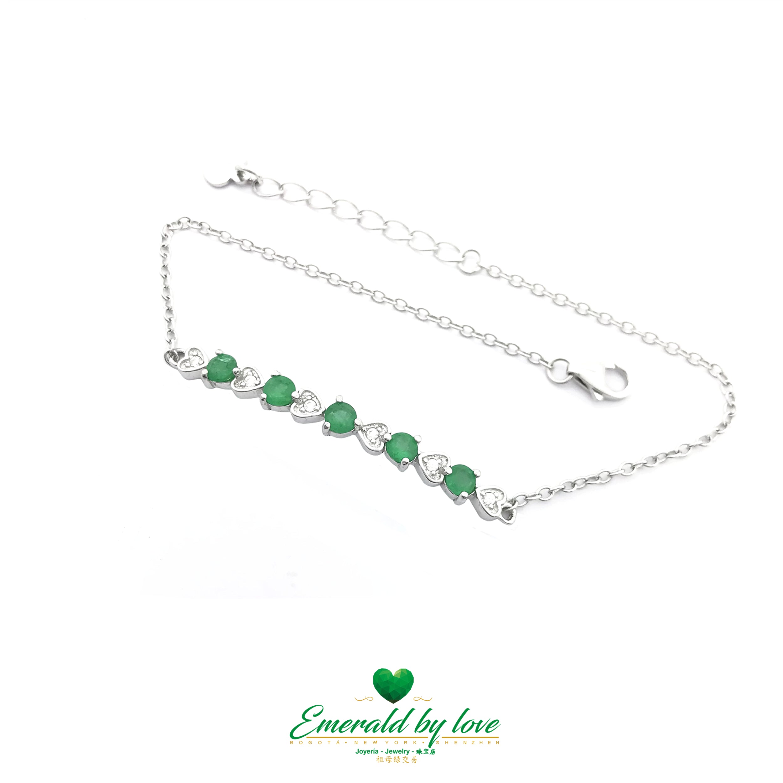 925 Silver Emerald and Zircon Bracelet