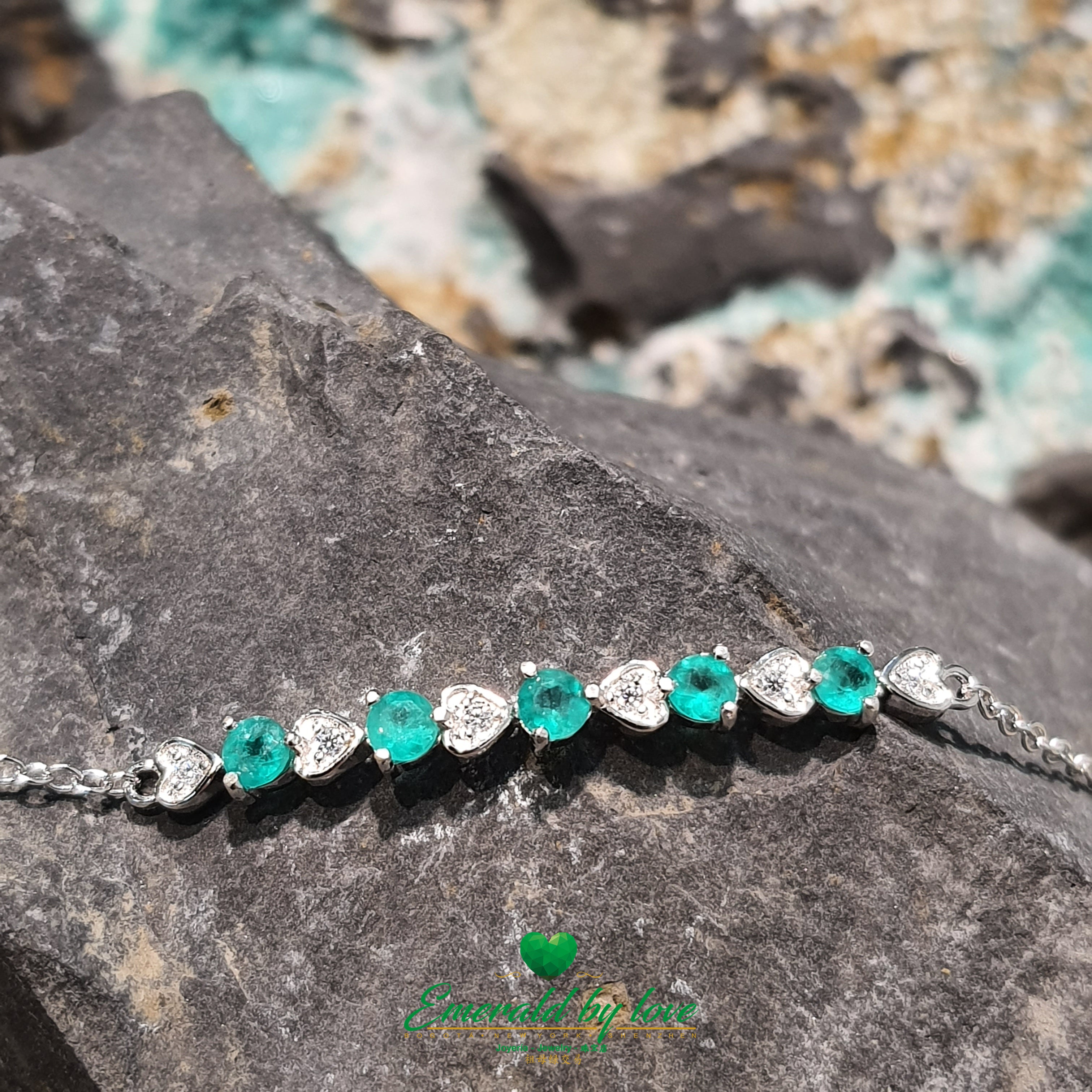 925 Silver Emerald and Zircon Bracelet