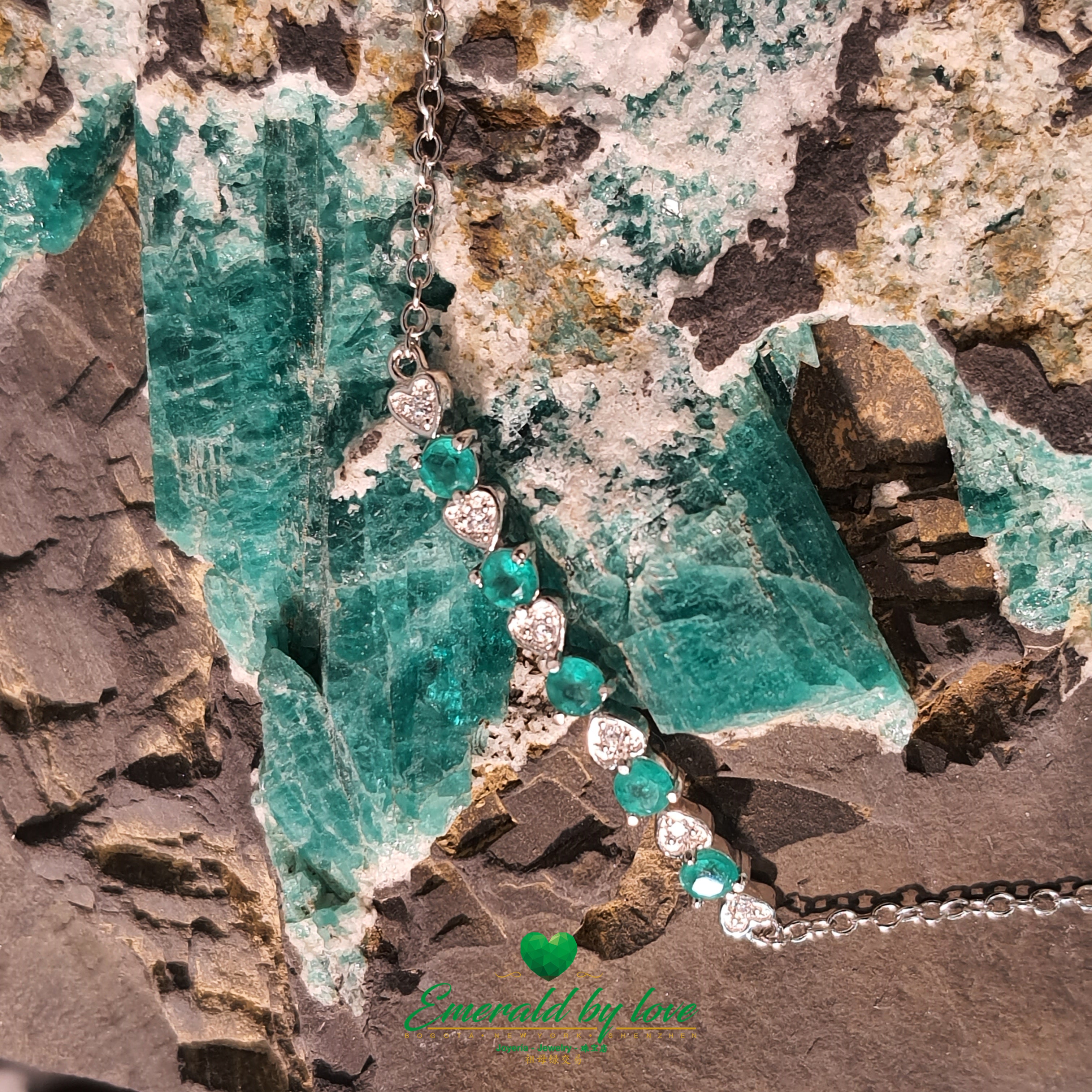 925 Silver Emerald and Zircon Bracelet