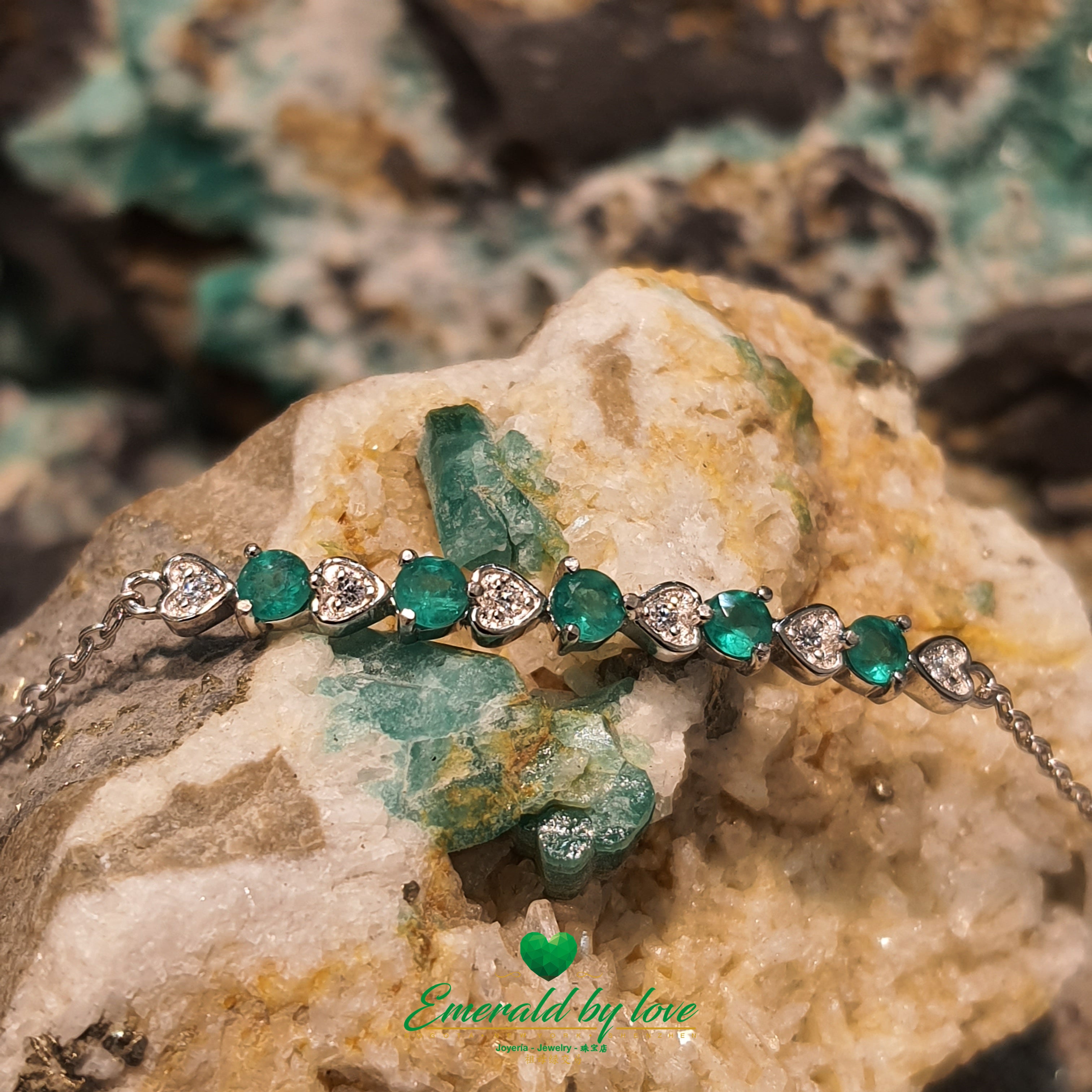 925 Silver Emerald and Zircon Bracelet