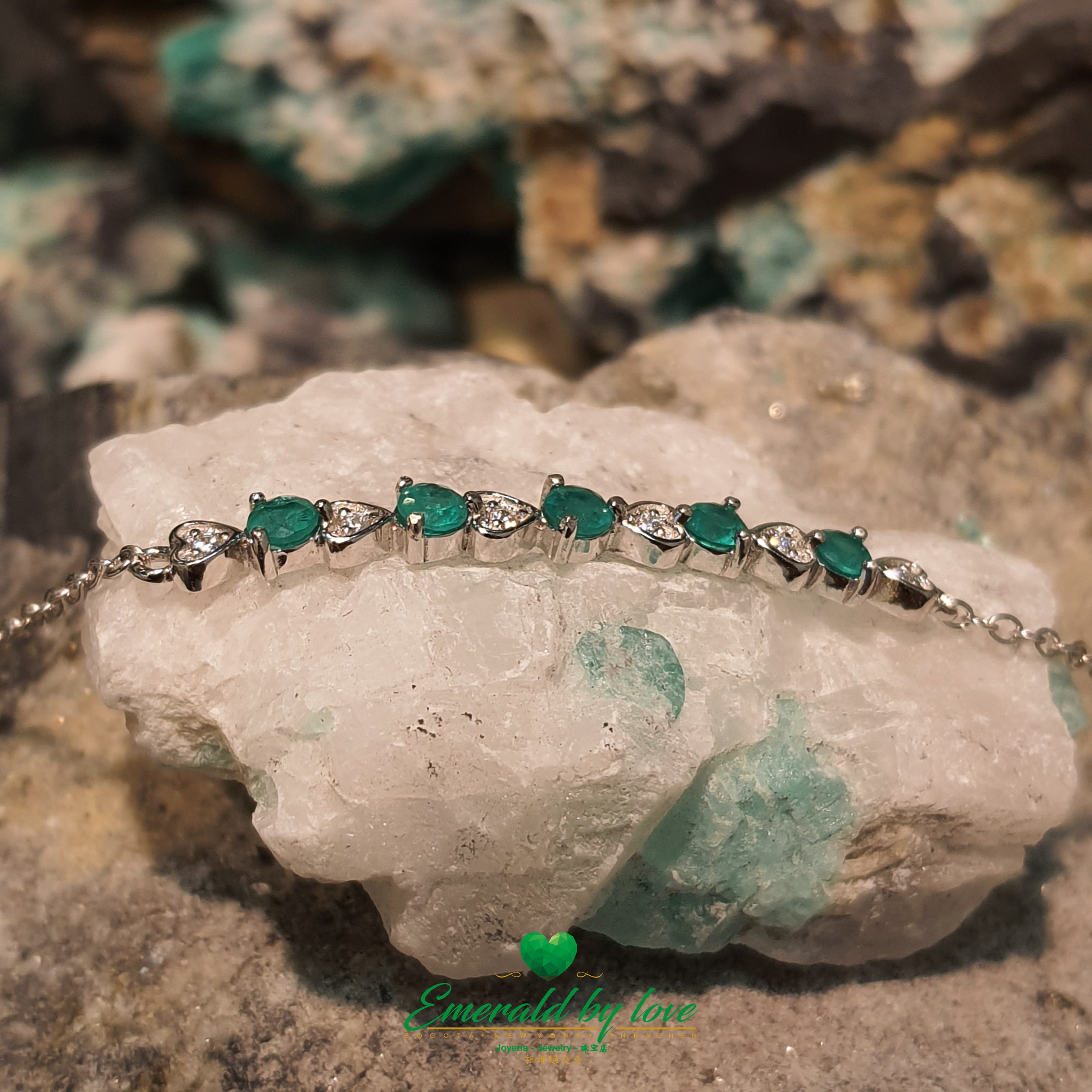 925 Silver Emerald and Zircon Bracelet