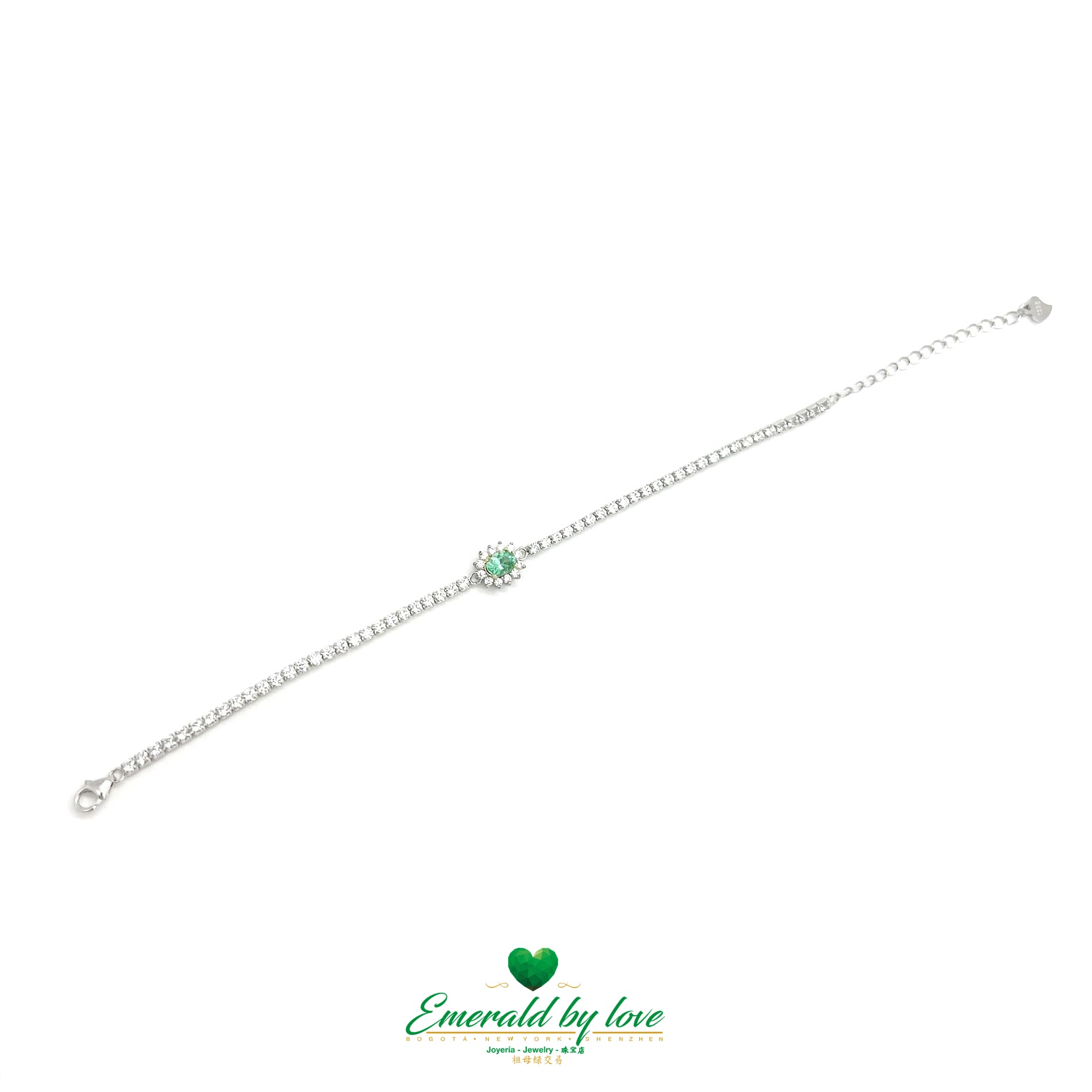 Emerald Flower Crystal Bracelet: Sparkling Elegance