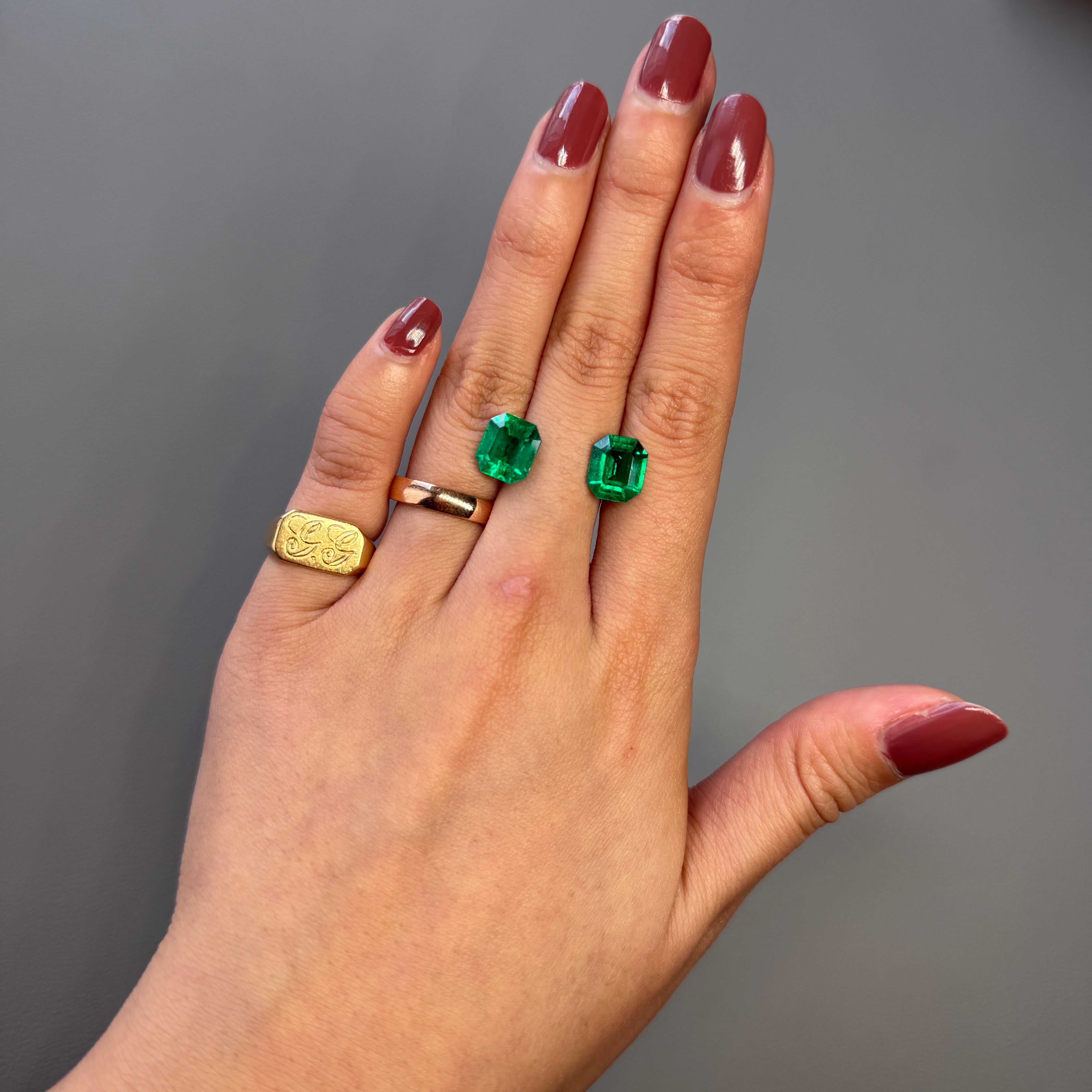 Premium 2.78 & 2.68 Carat Matching Pair Loose Colombian Emeralds Minor Oil High Quality Gemstones