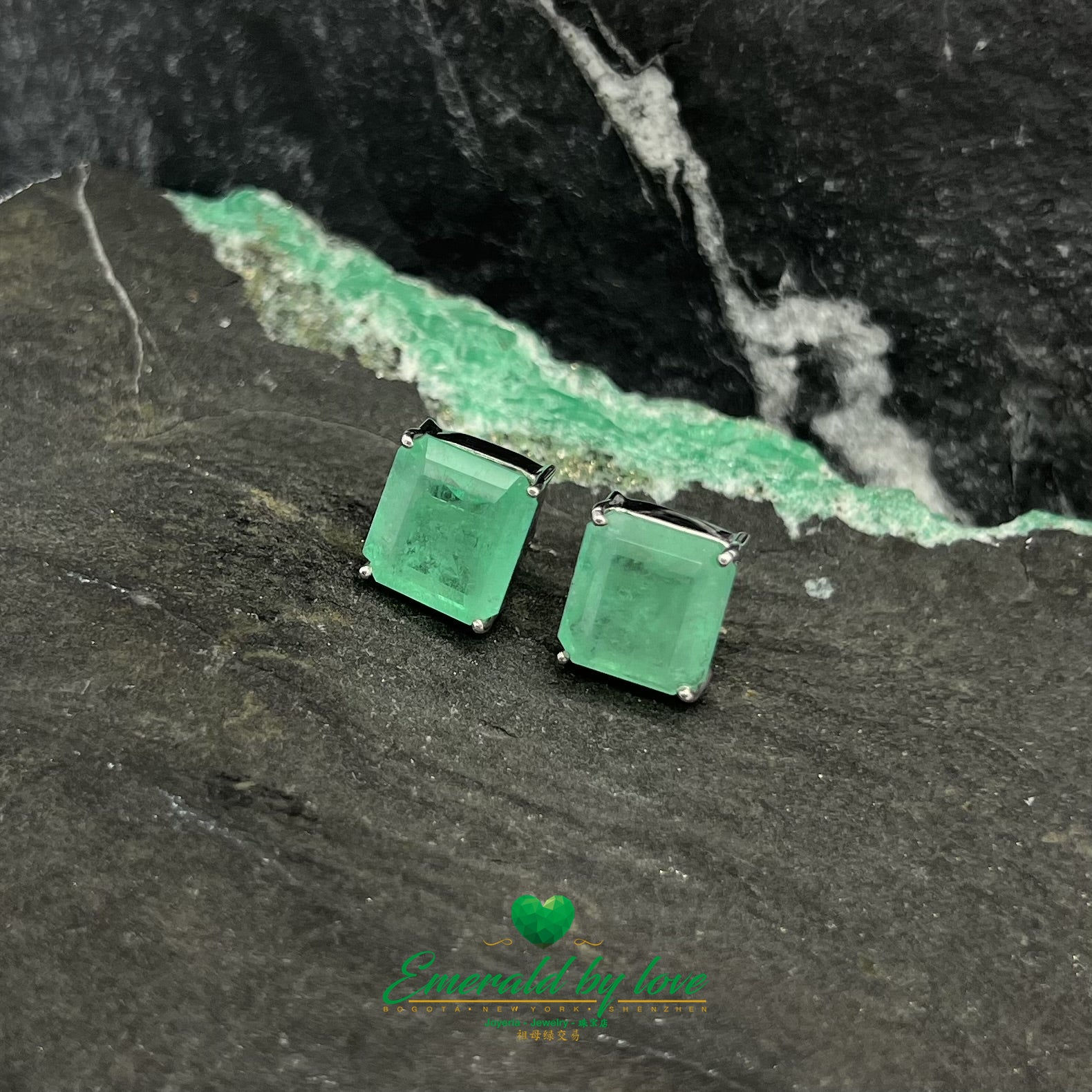 Timeless Sophistication White Gold Square Emerald Earrings: 8.27 TCW