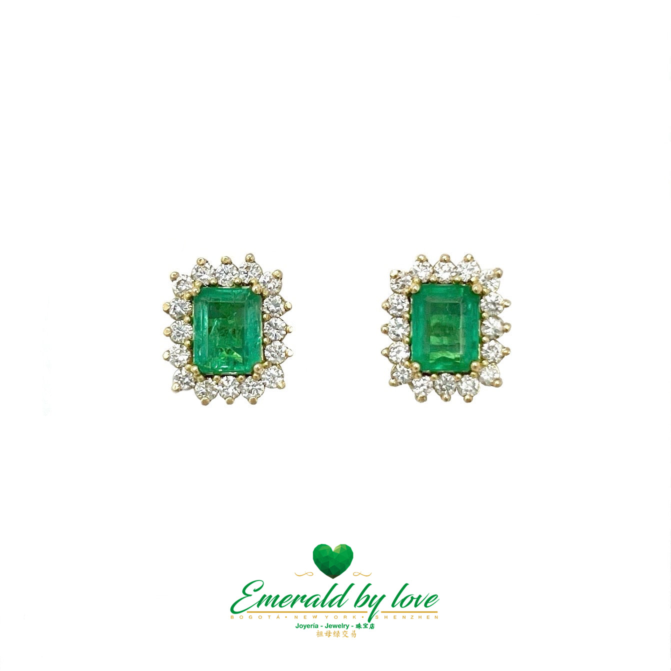 Marquise Cut Colombian Emerald and Diamond Earrings: Exquisite Rectangular Crystals