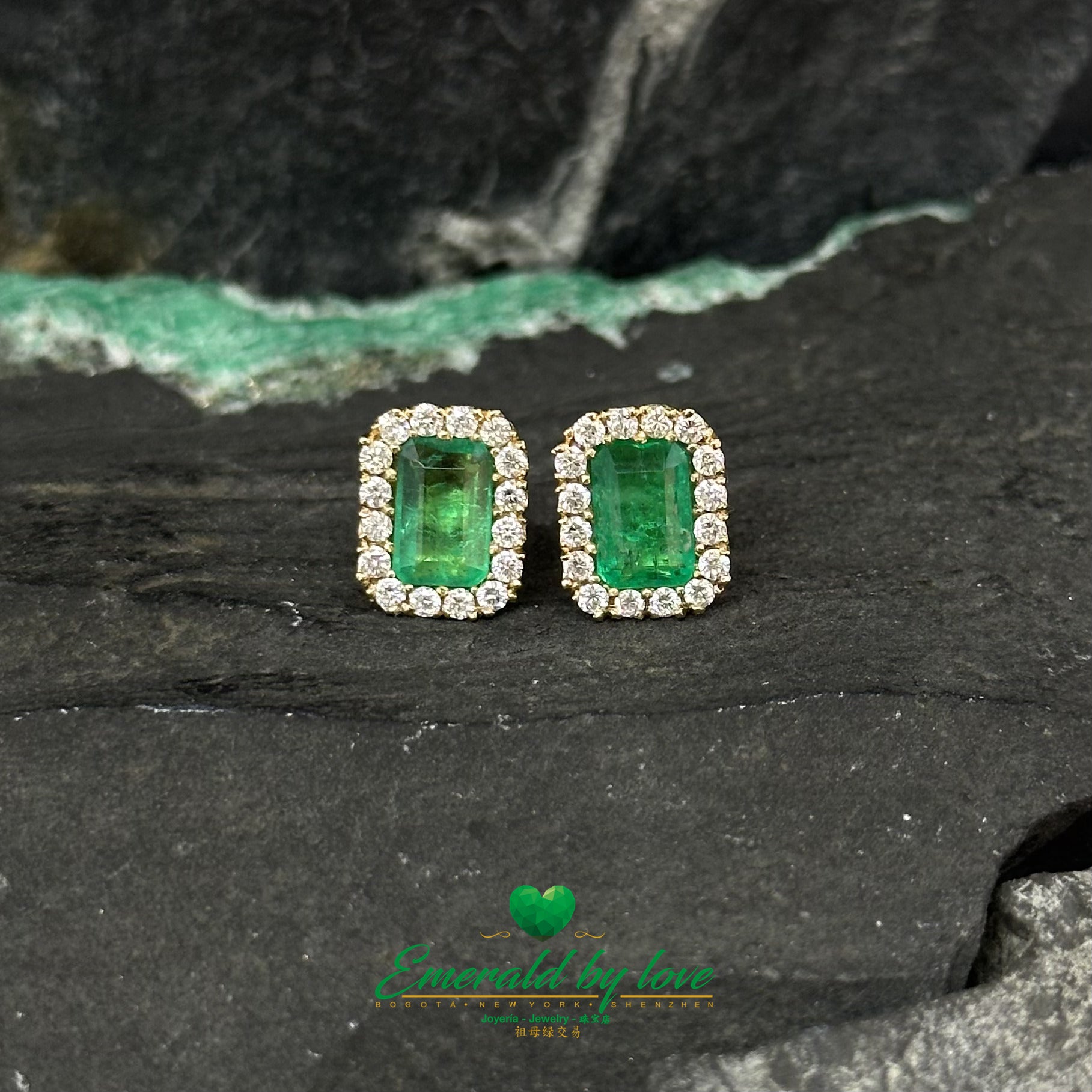 Traditional Marquise Yellow Gold Earrings: 1.69 TCW Colombian Emeralds