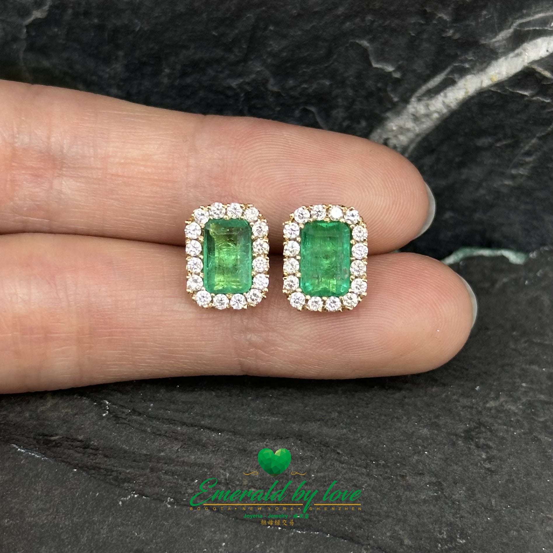 Traditional Marquise Yellow Gold Earrings: 1.69 TCW Colombian Emeralds