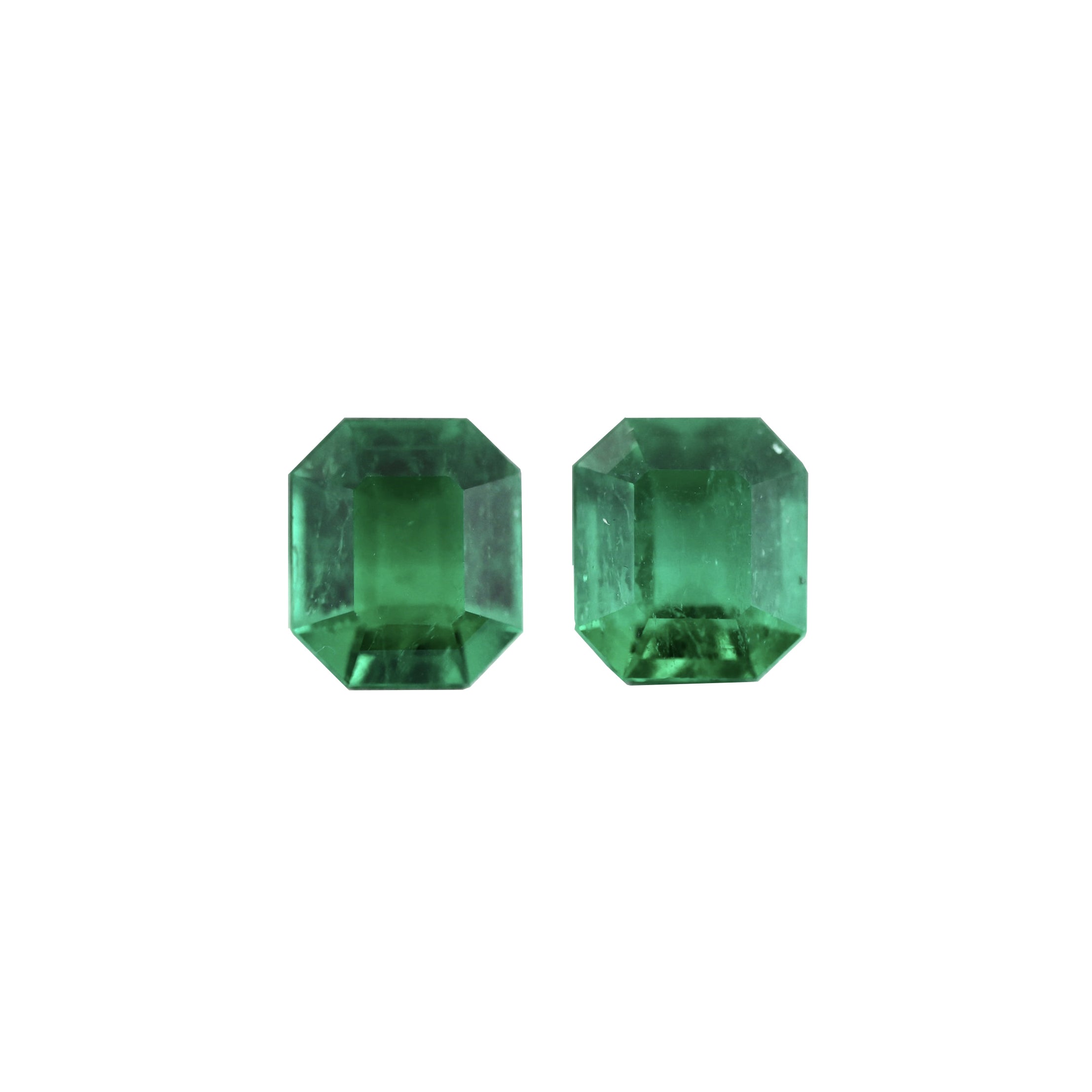 beautiful pair of emeralds, colombian dark green shine