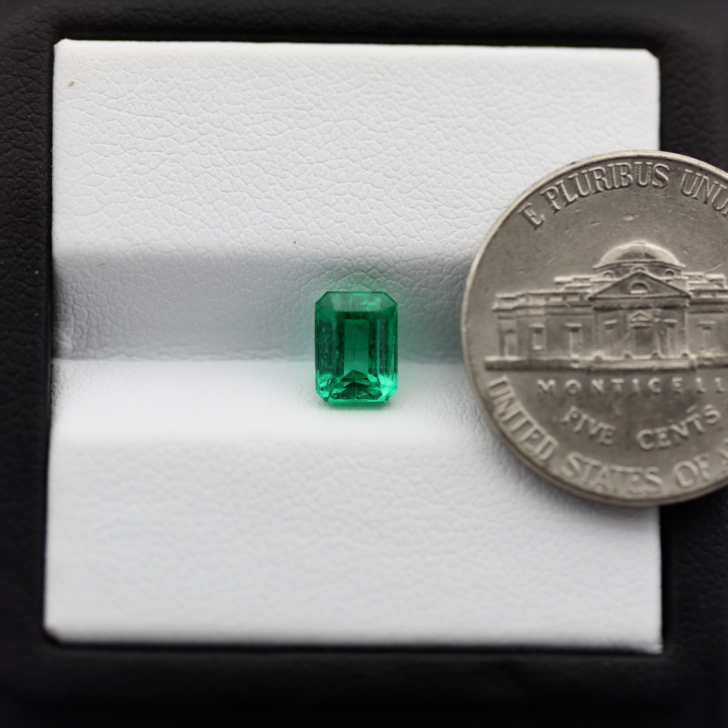 Natural 0.98 Ct Colombian Emerald | Vivid Green Rectangular Gemstone