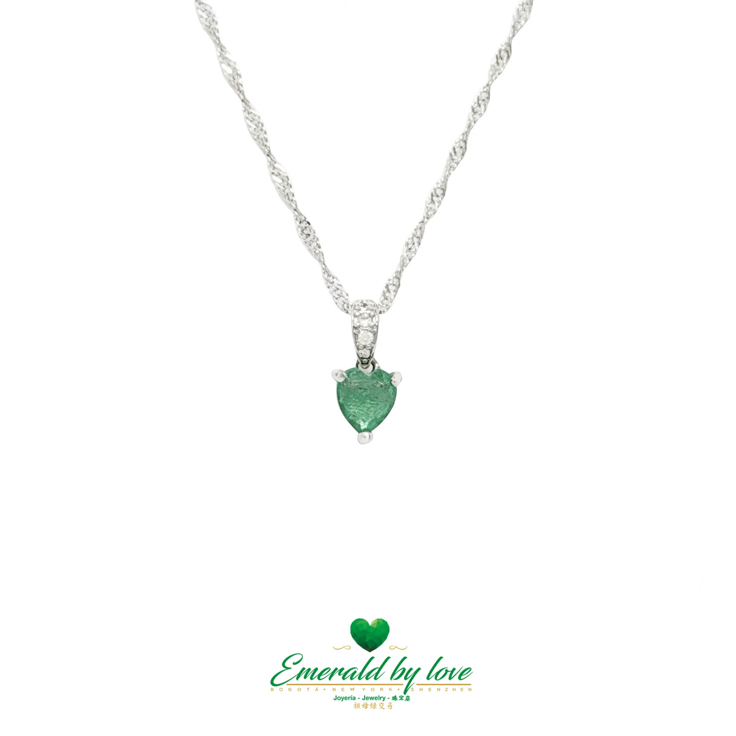 Sterling Silver Heart Pendant with Emerald