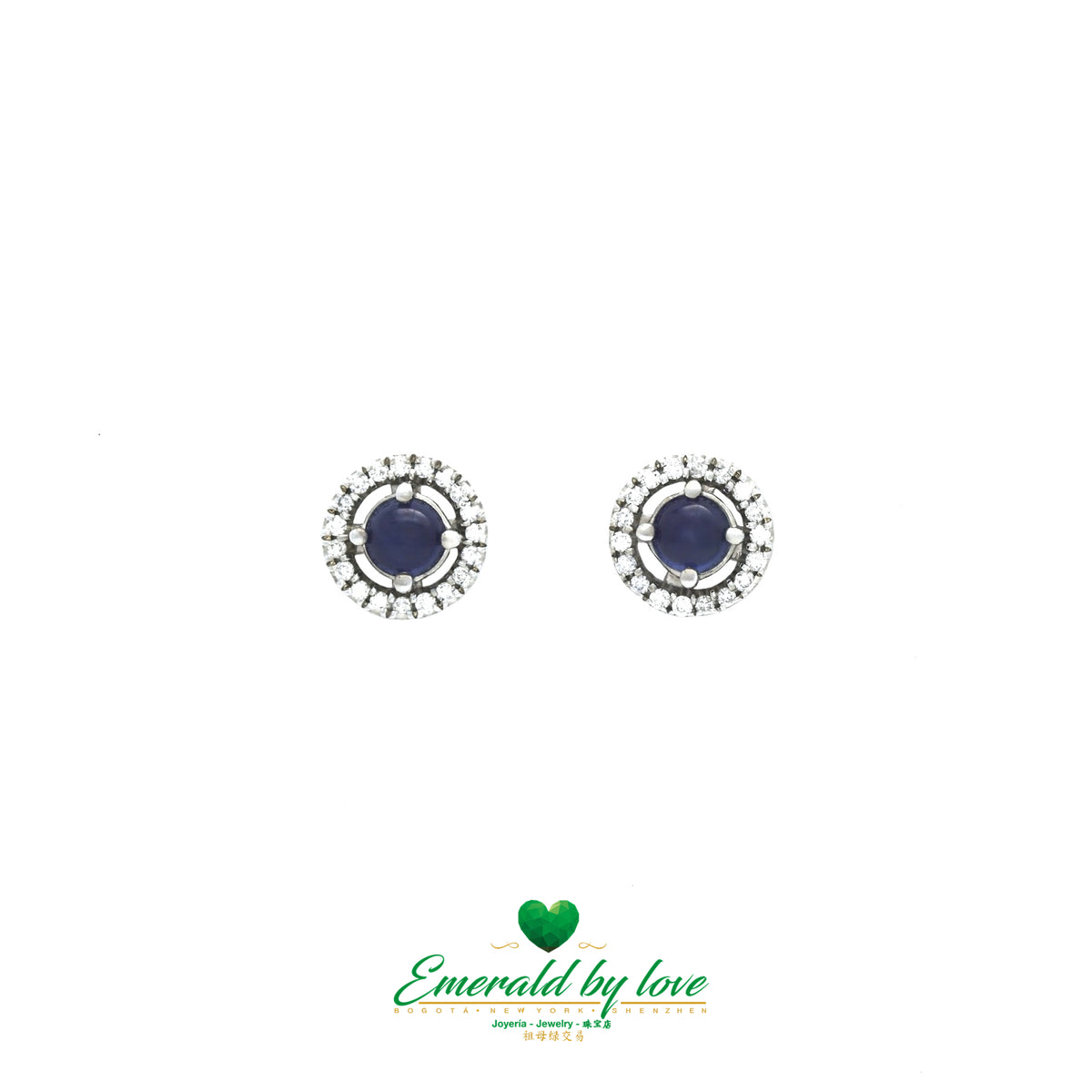 White Gold Jacket Earrings with Round Cabochon Sapphires and Diamonds