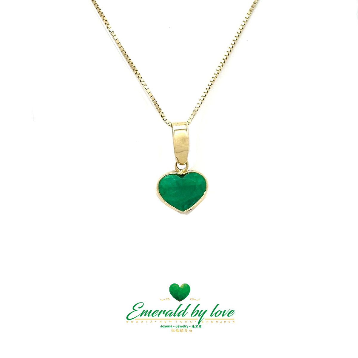 Medium Heart Pendant with Bezel-Set Colombian Emerald Crystal