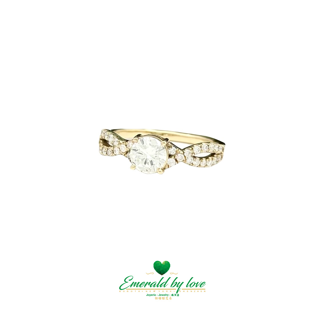 Modern Open Ring in 18K Gold with Central Diamond