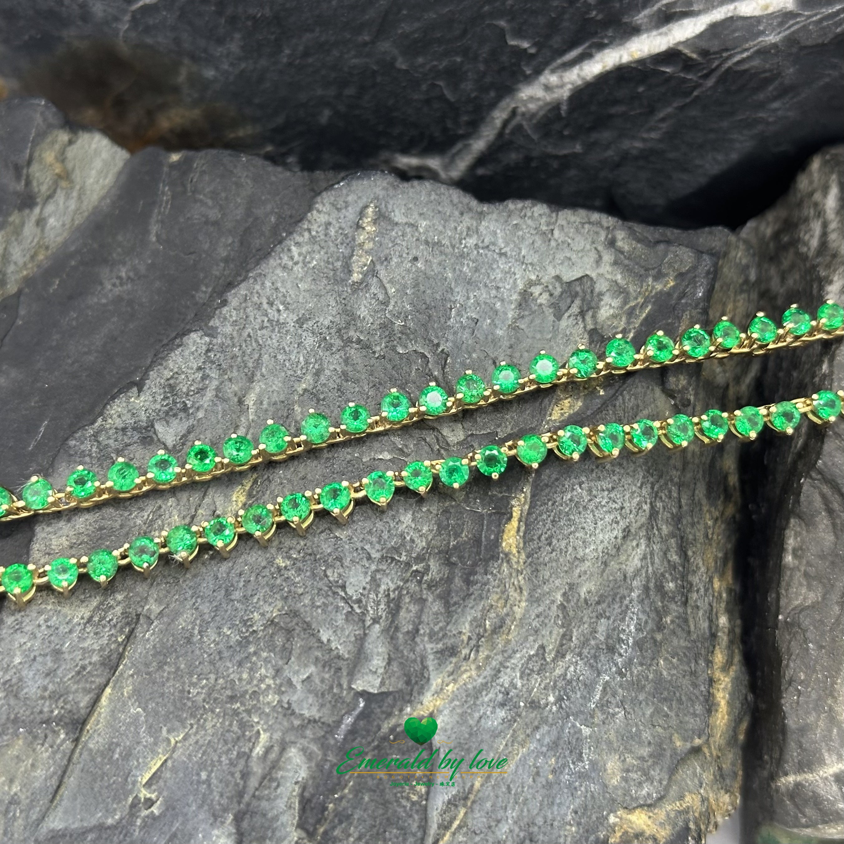 Beautiful Round Colombian Emerald Tennis Necklace