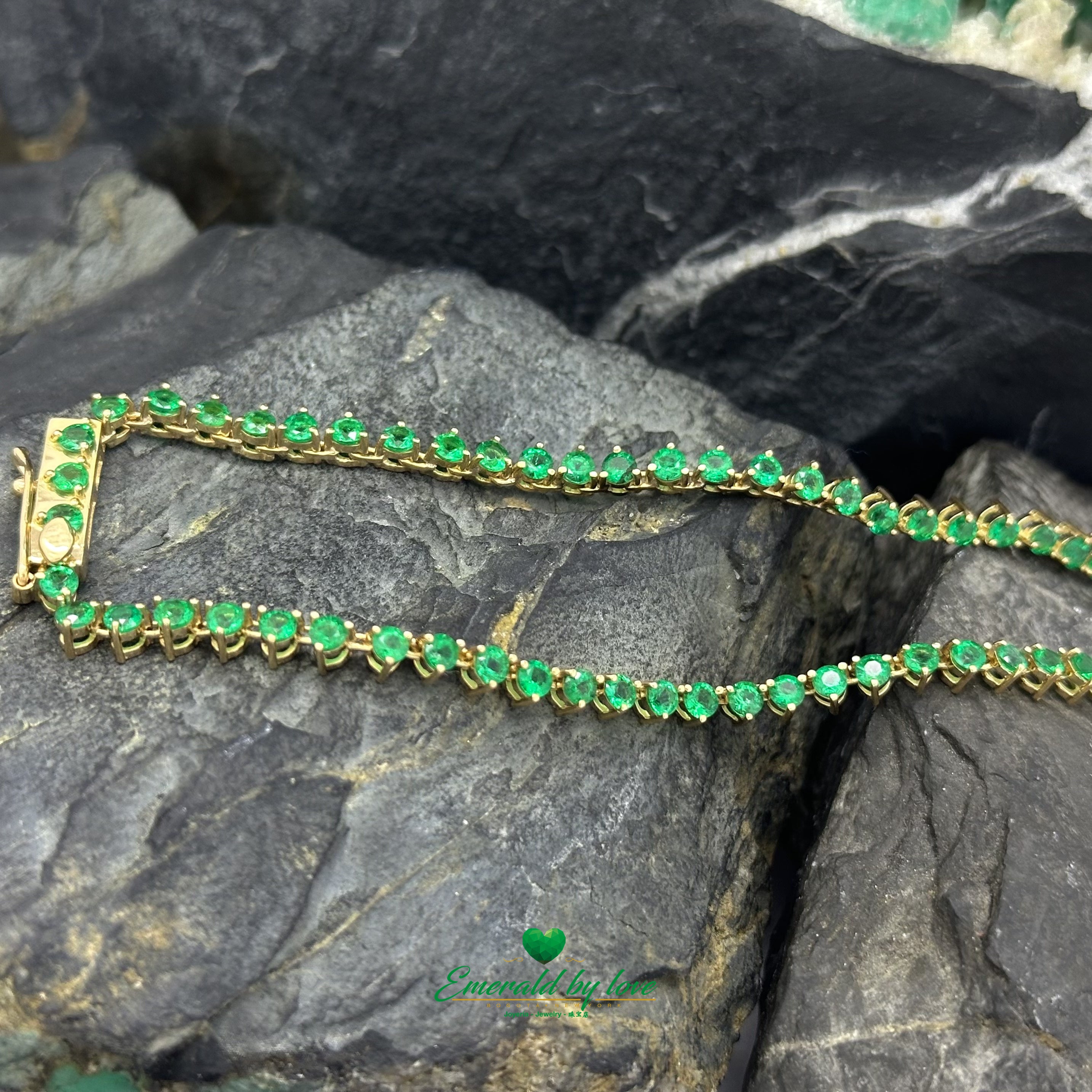 Beautiful Round Colombian Emerald Tennis Necklace