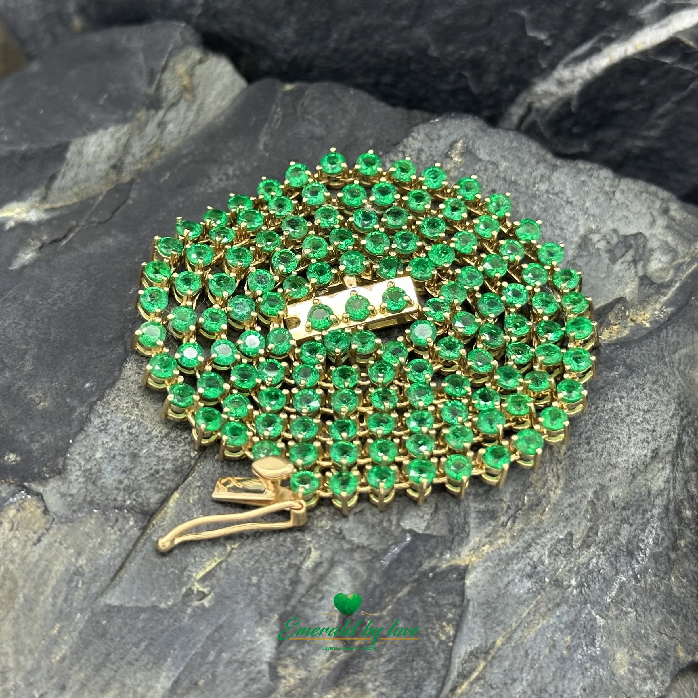 Beautiful Round Colombian Emerald Tennis Necklace