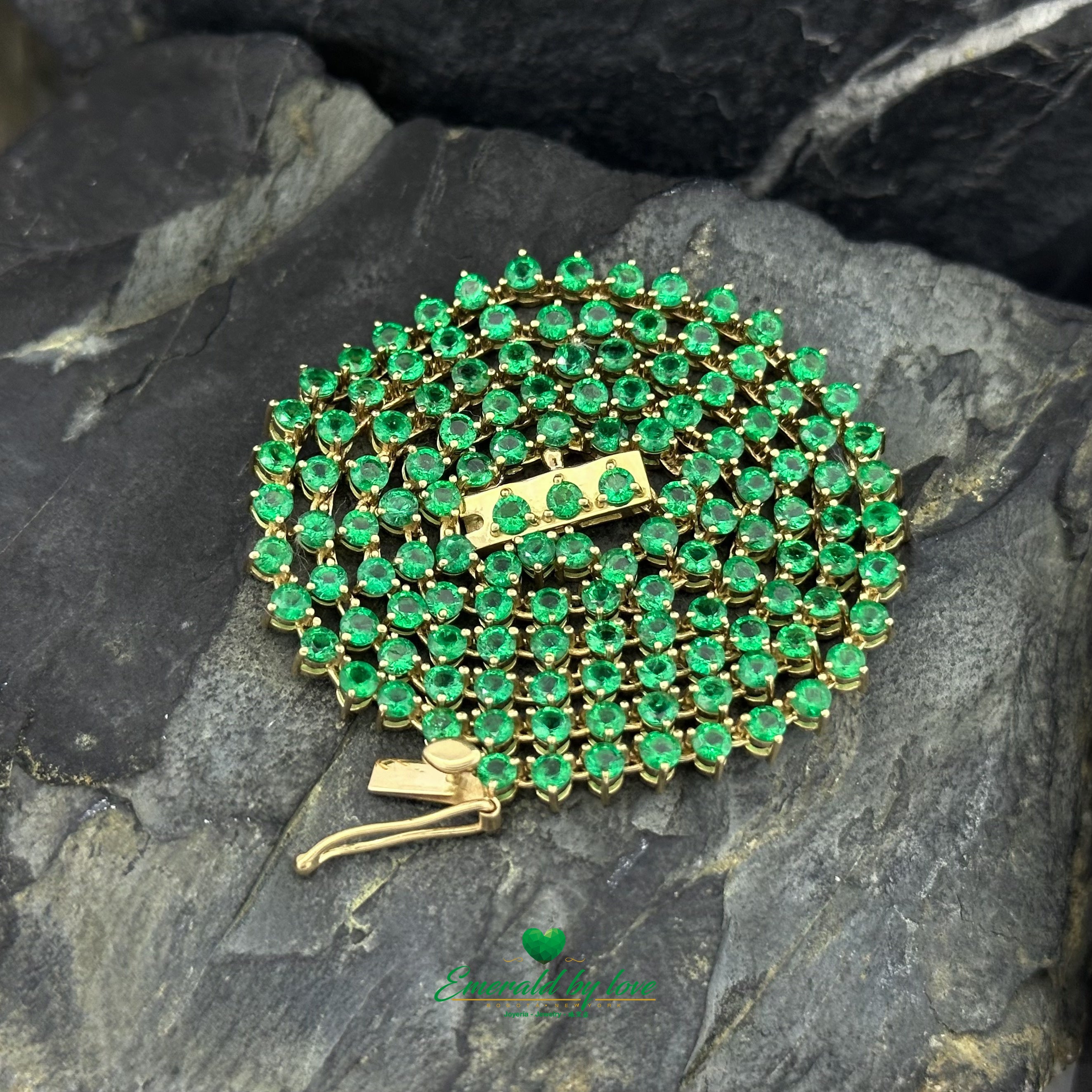 Beautiful Round Colombian Emerald Tennis Necklace