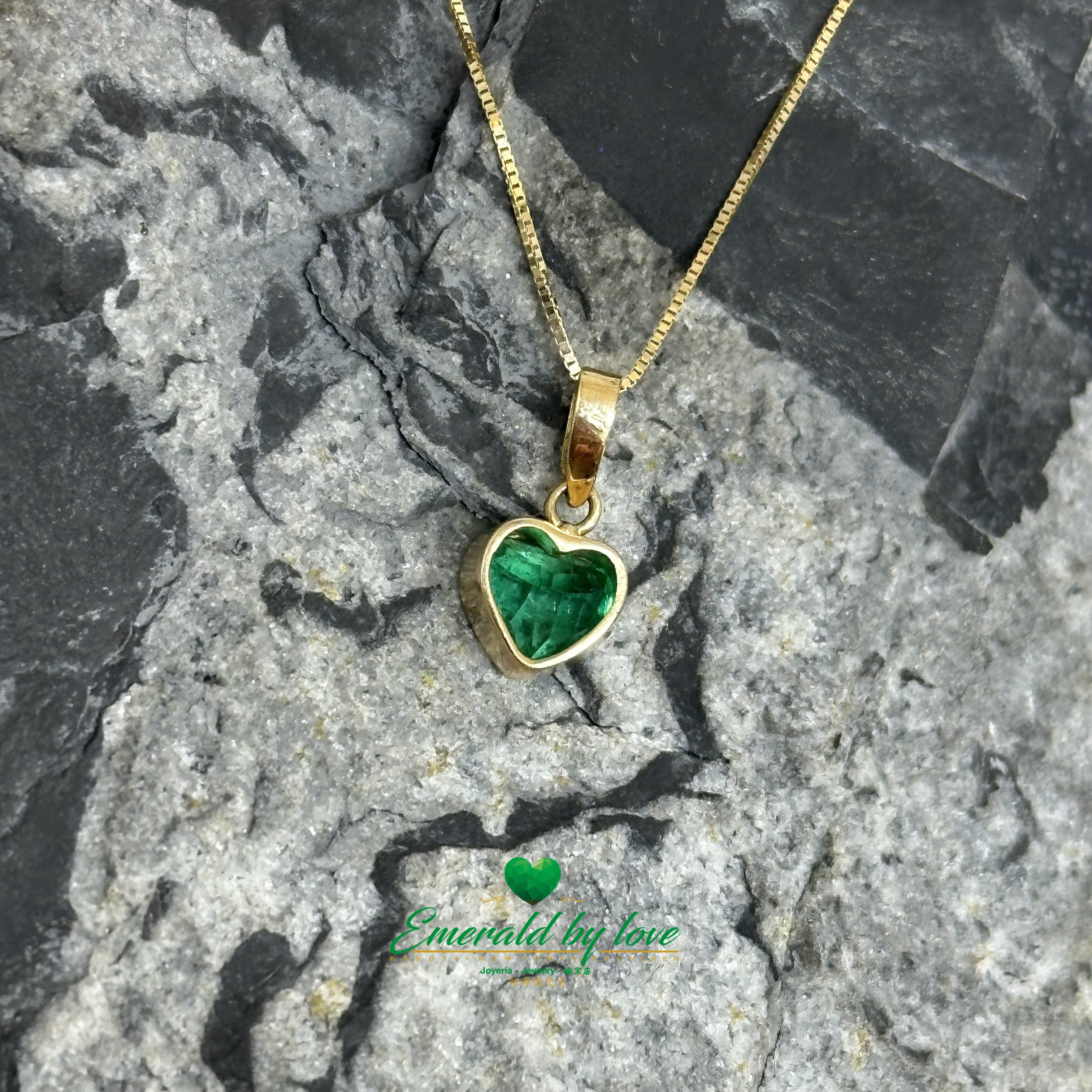 Small Heart Pendant with Bezel-Set Crystal Emerald