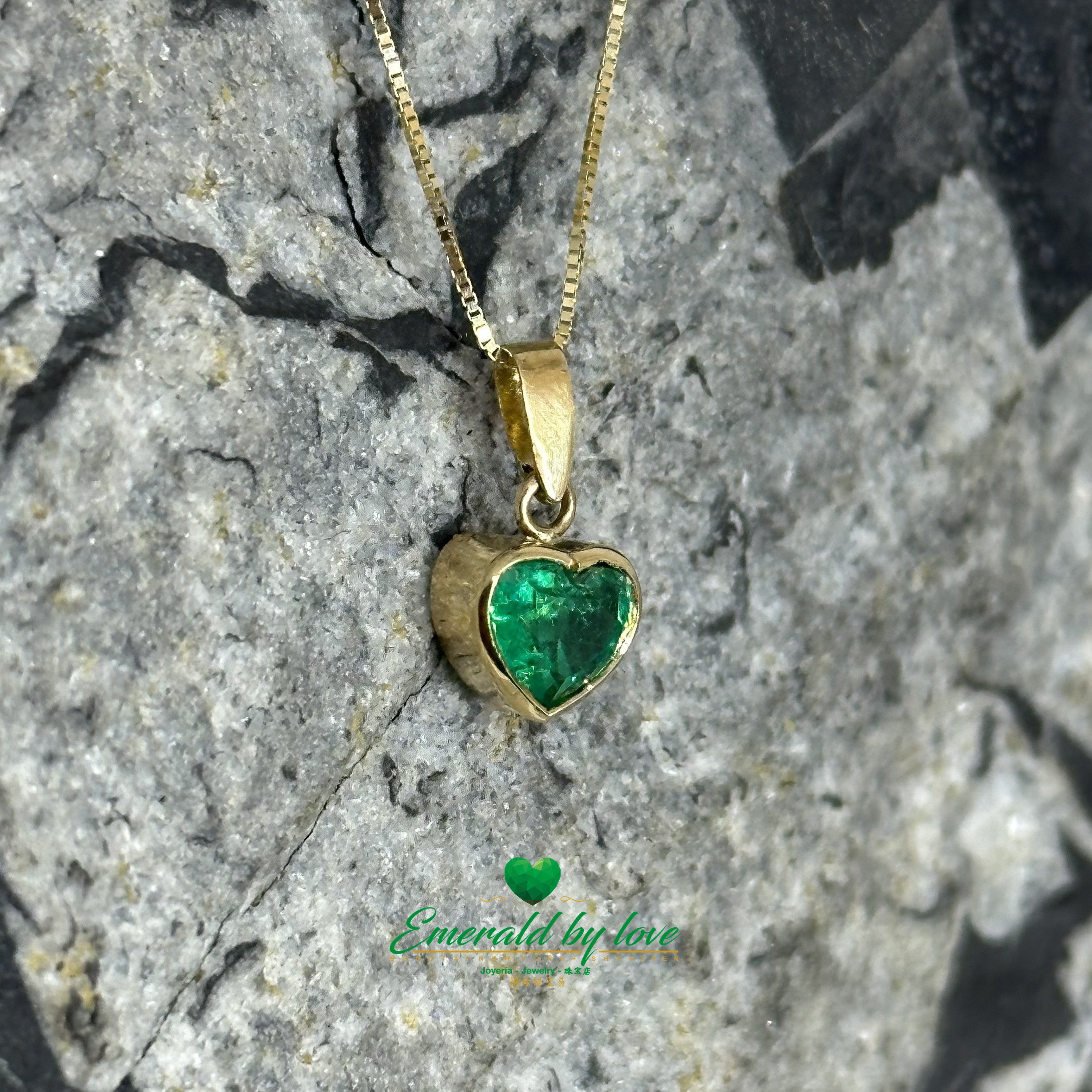 Small Heart Pendant with Bezel-Set Crystal Emerald