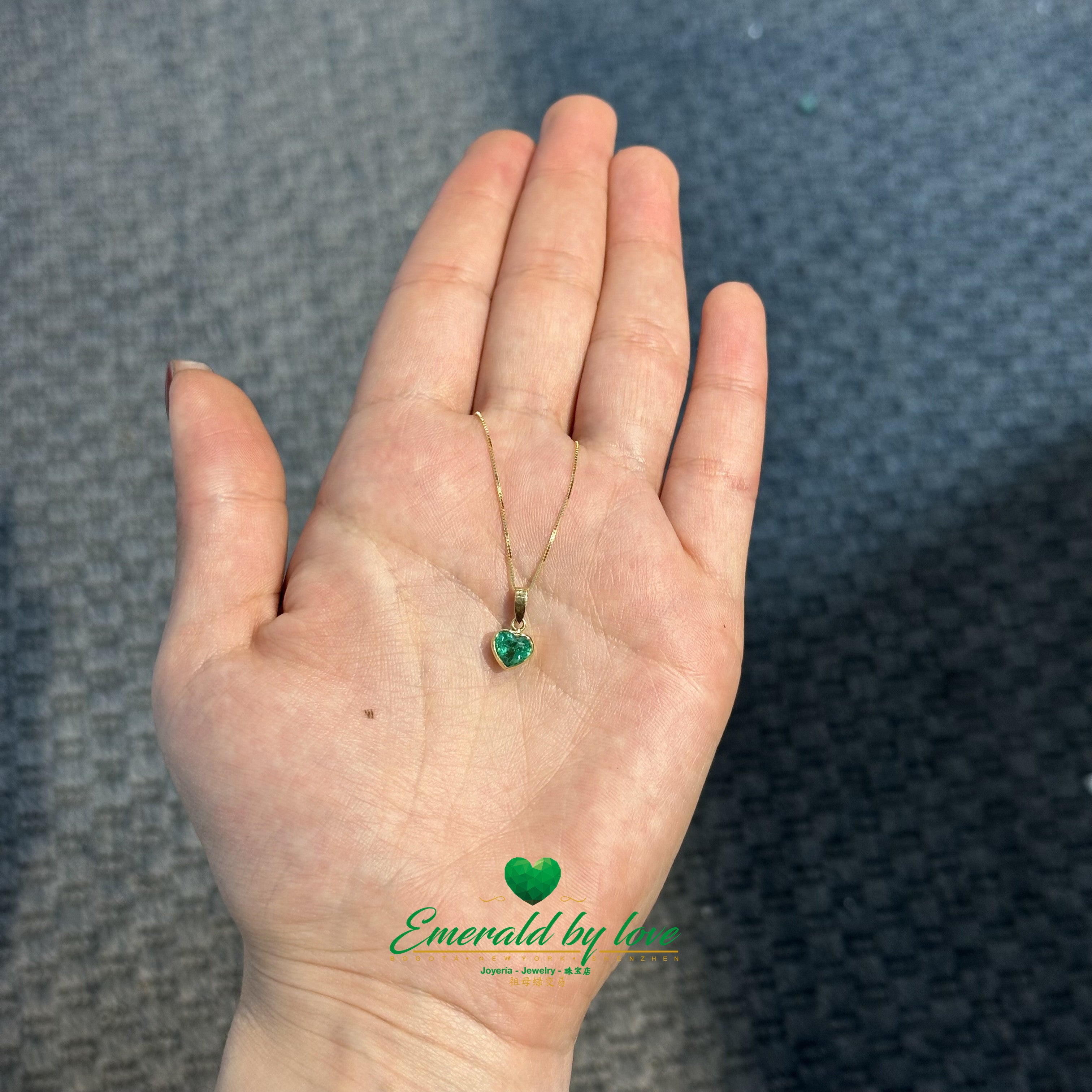 Small Heart Pendant with Bezel-Set Crystal Emerald