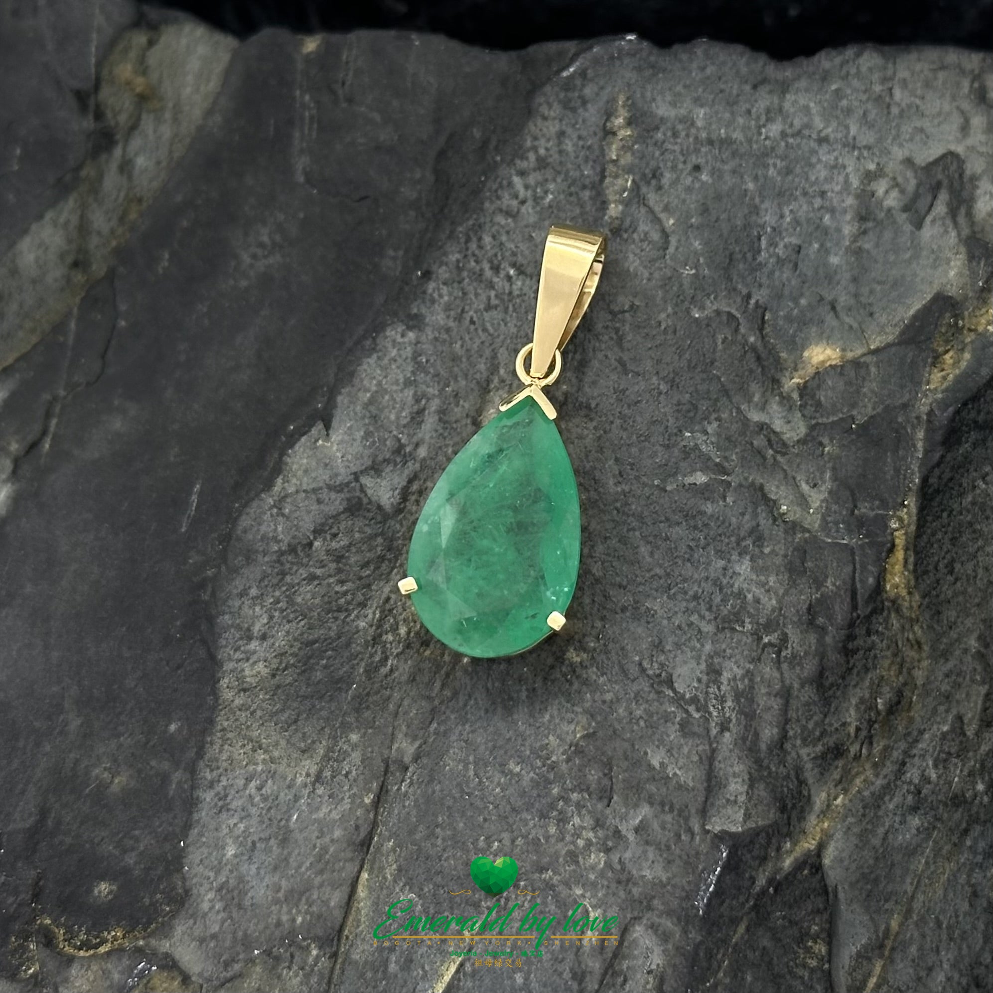 Large Teardrop Colombian Emerald Pendant