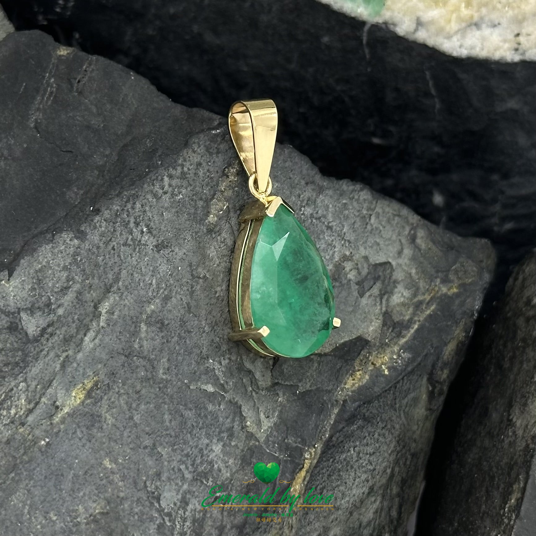 Large Teardrop Colombian Emerald Pendant