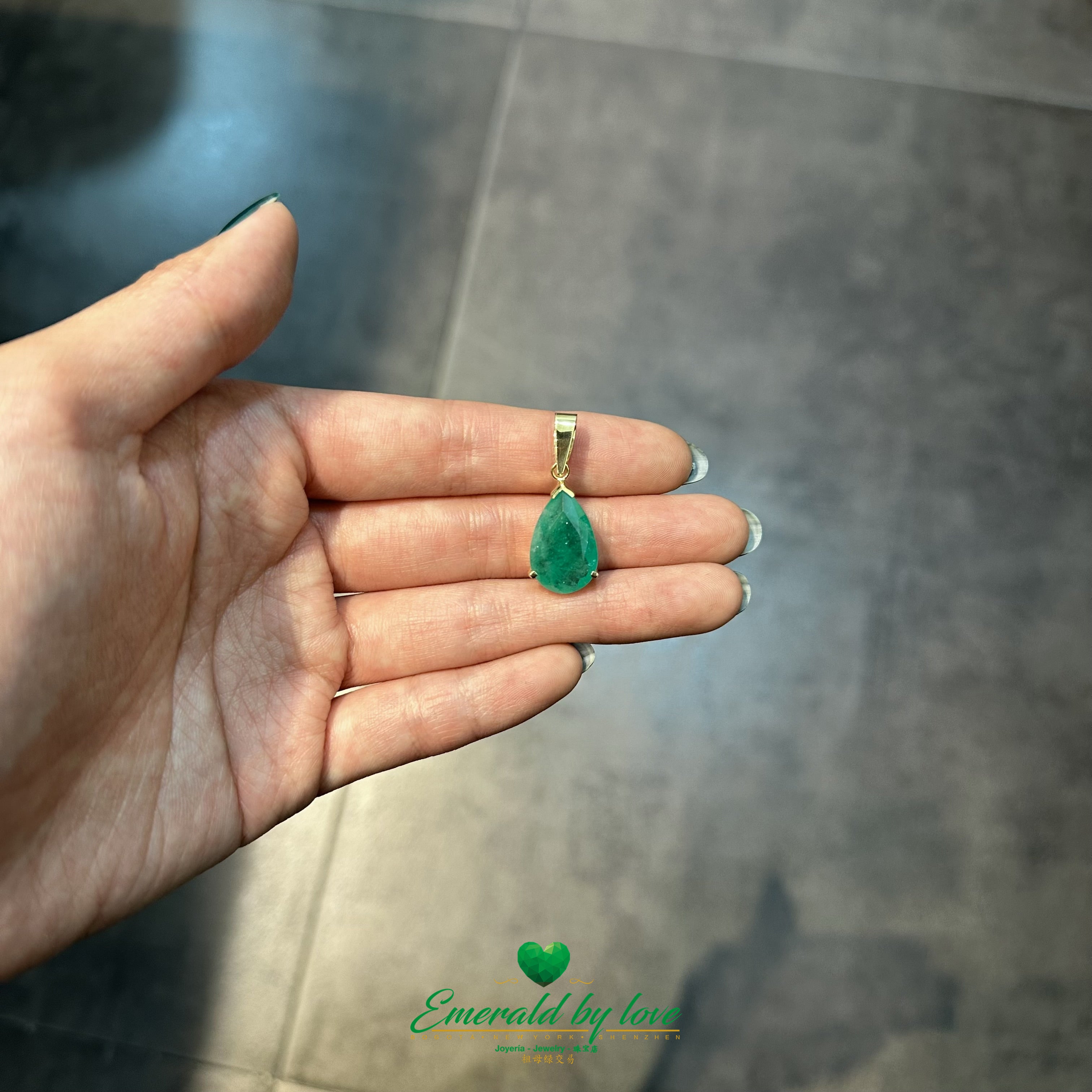 Large Teardrop Colombian Emerald Pendant