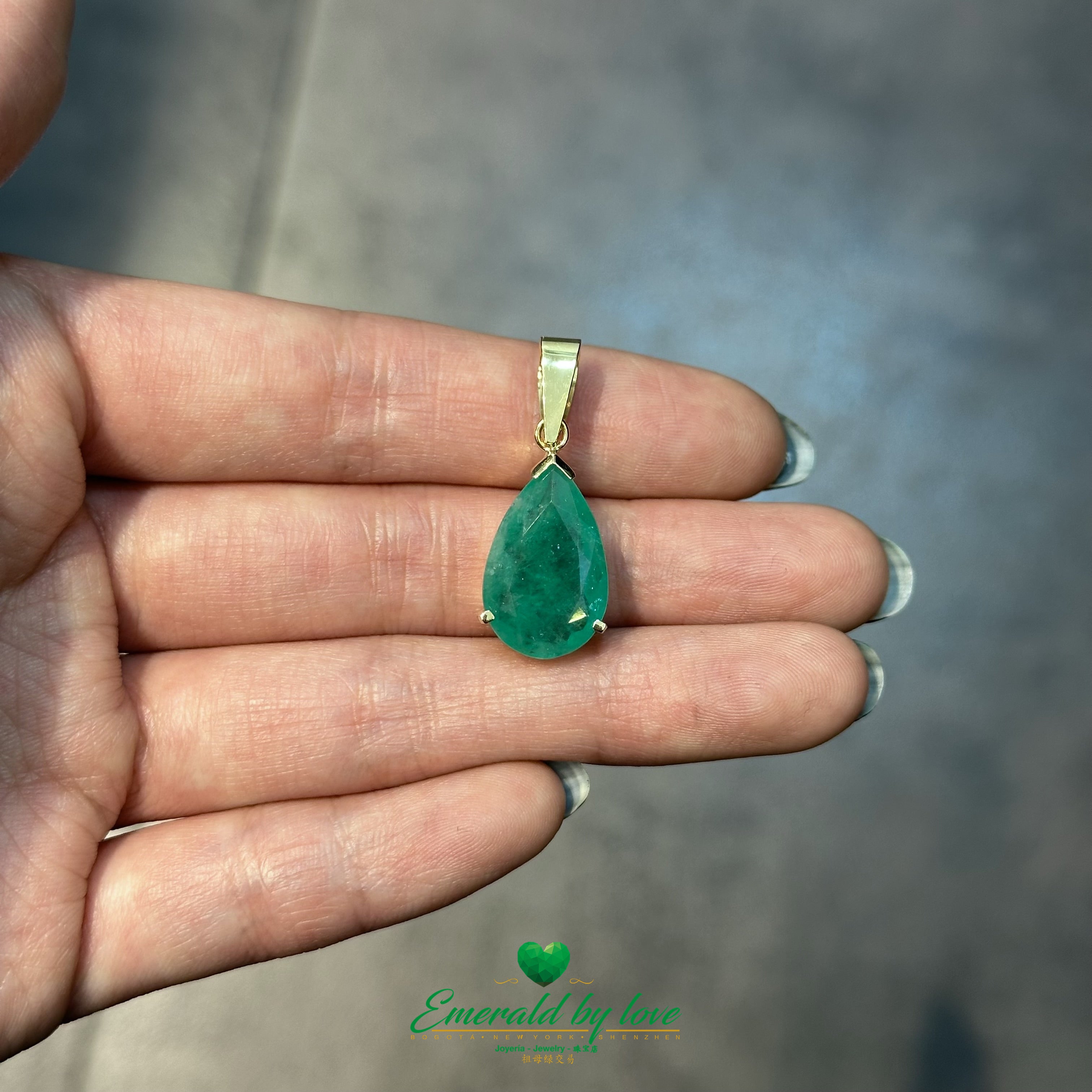 Large Teardrop Colombian Emerald Pendant