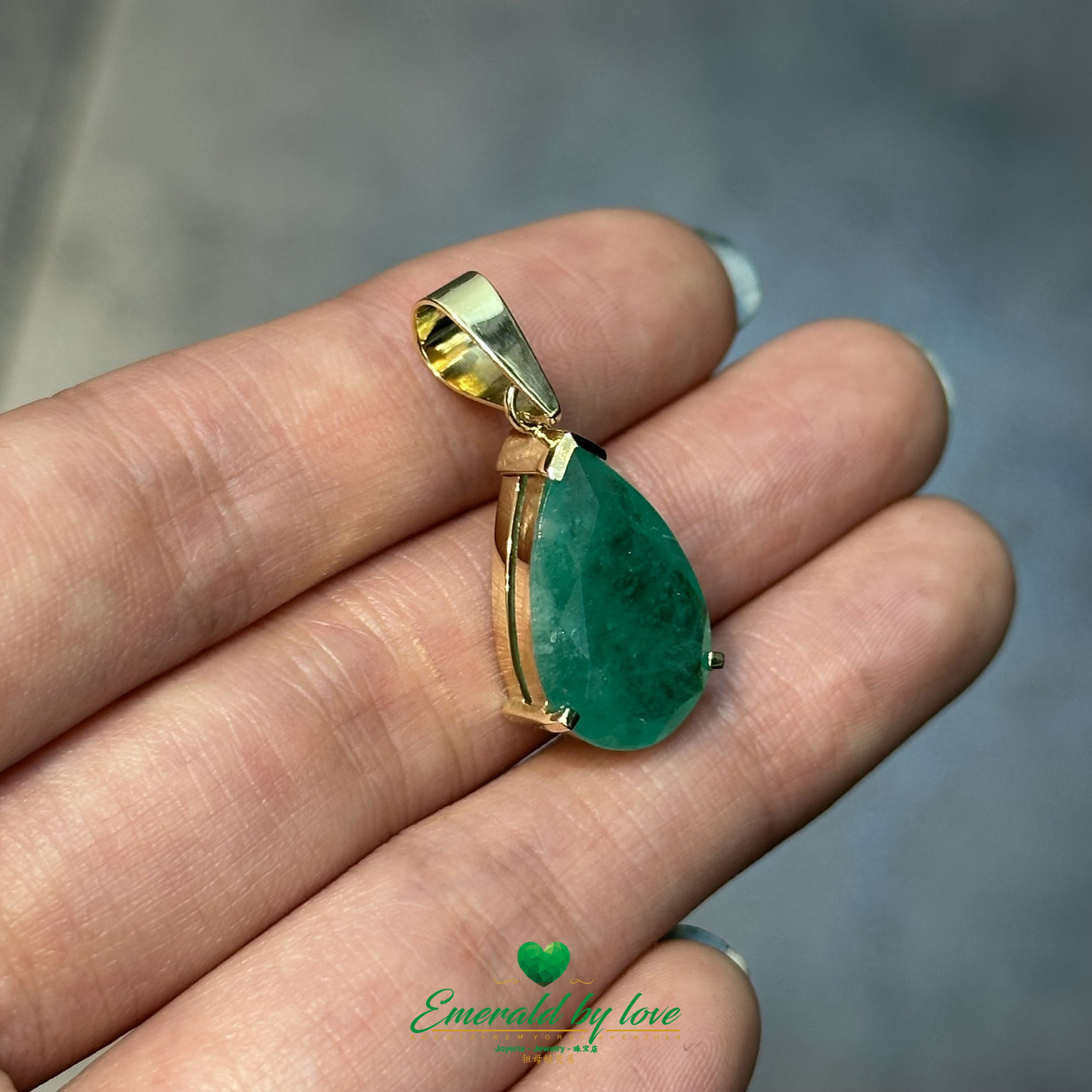Large Teardrop Colombian Emerald Pendant