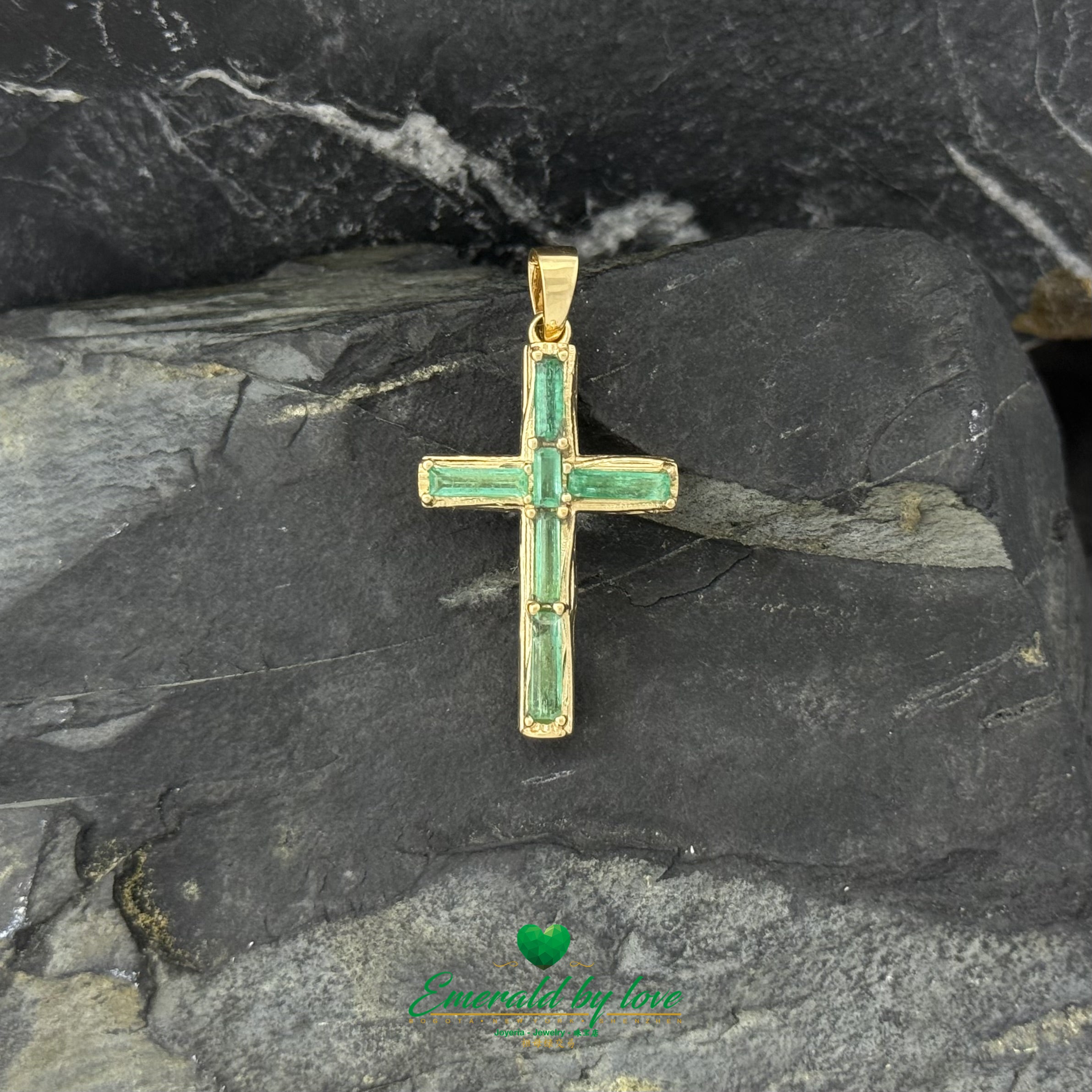 Handcrafted Colombian Emerald Cross in
