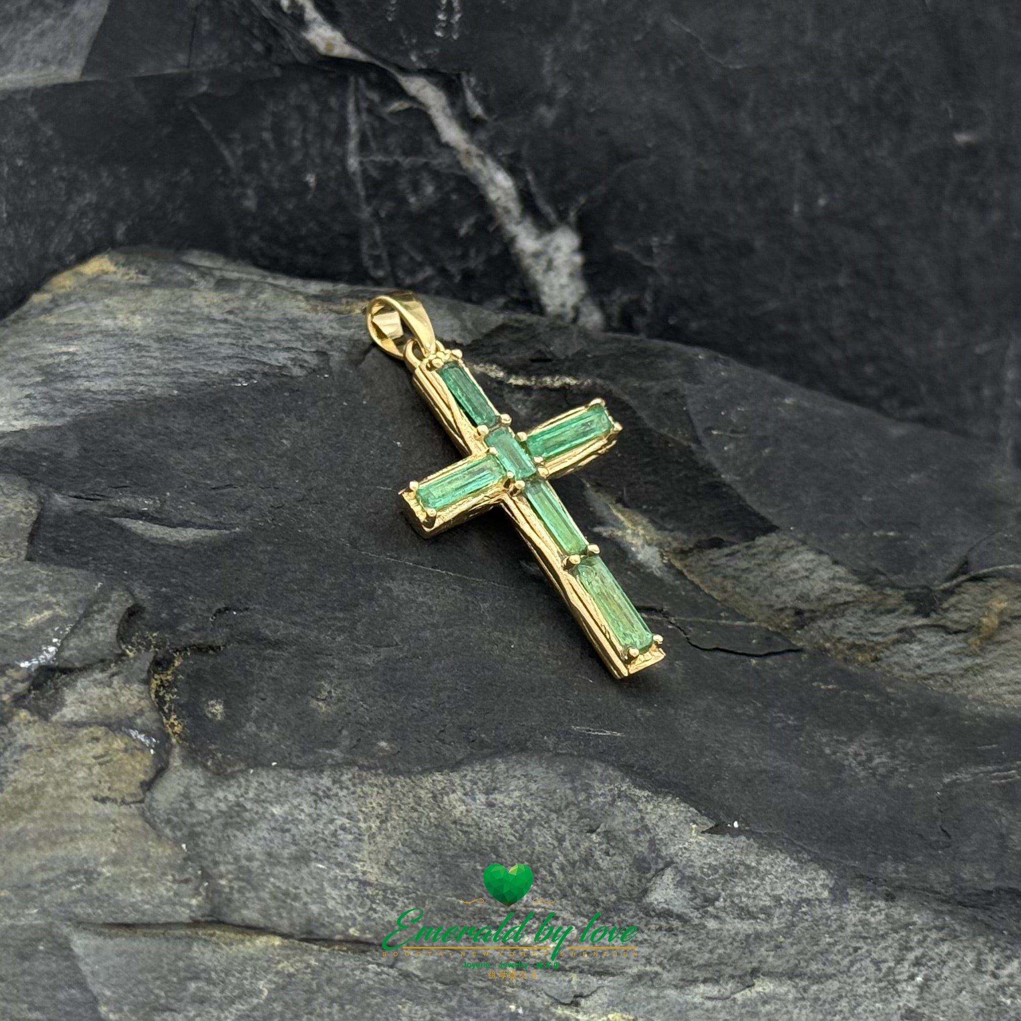 Handcrafted Colombian Emerald Cross in