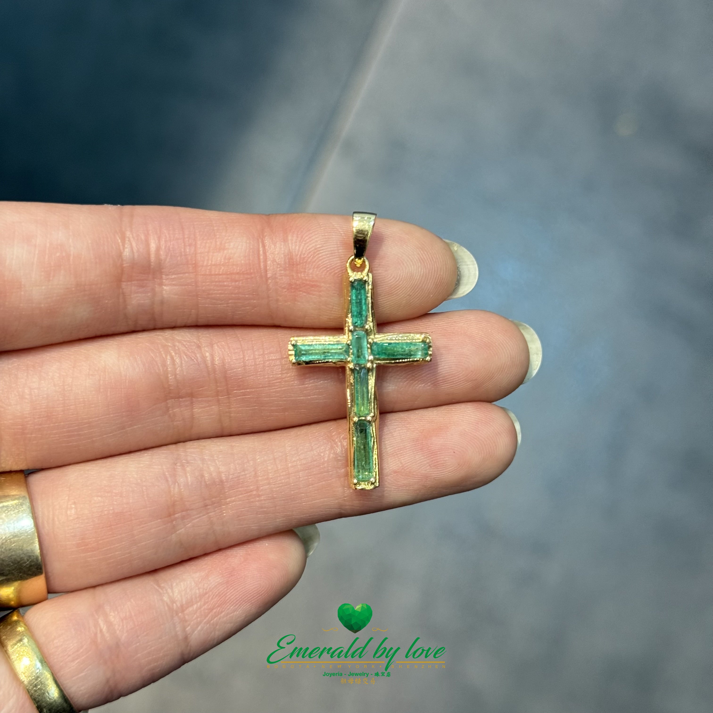 Handcrafted Colombian Emerald Cross in