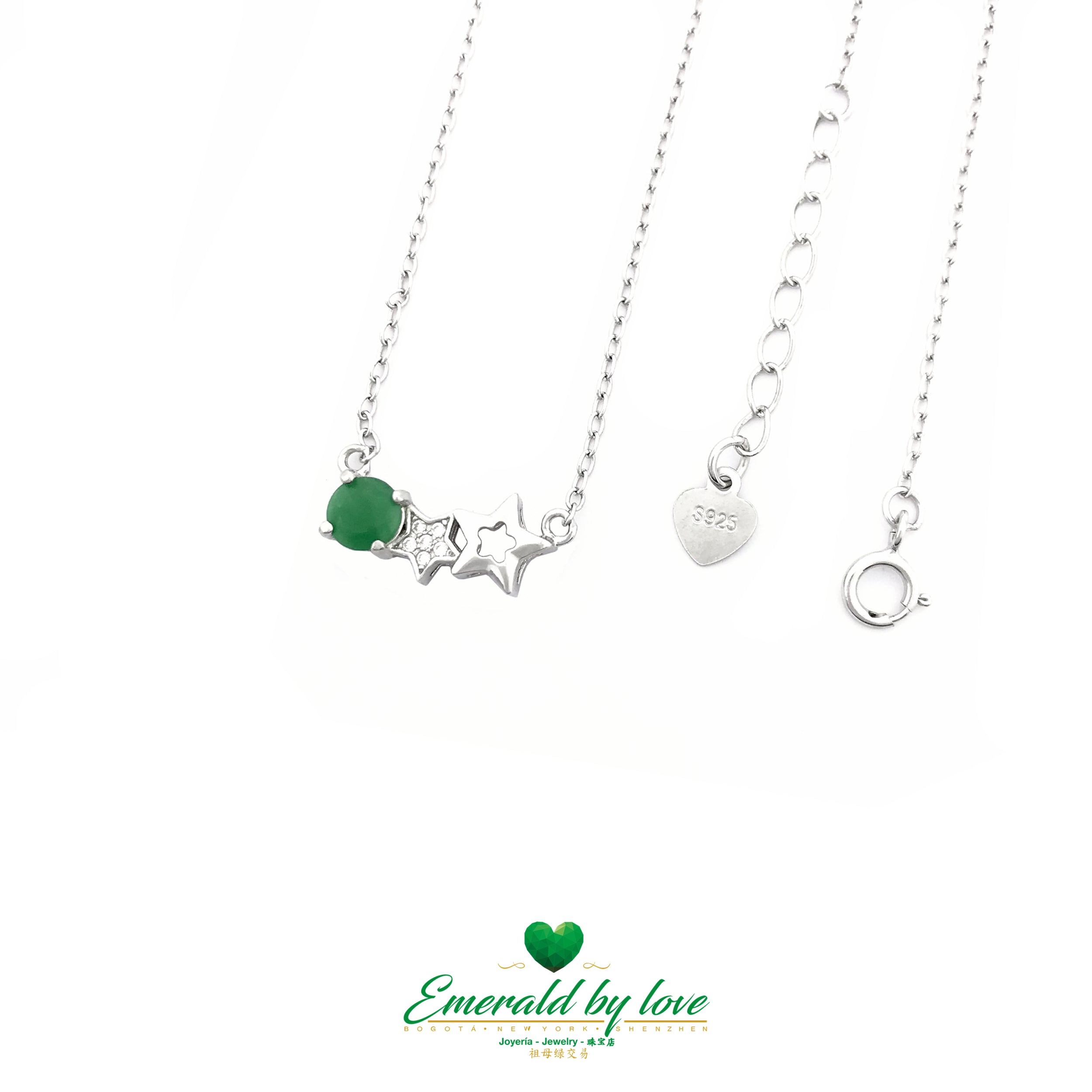 Starry Night Emerald Pendant in Sterling Silver