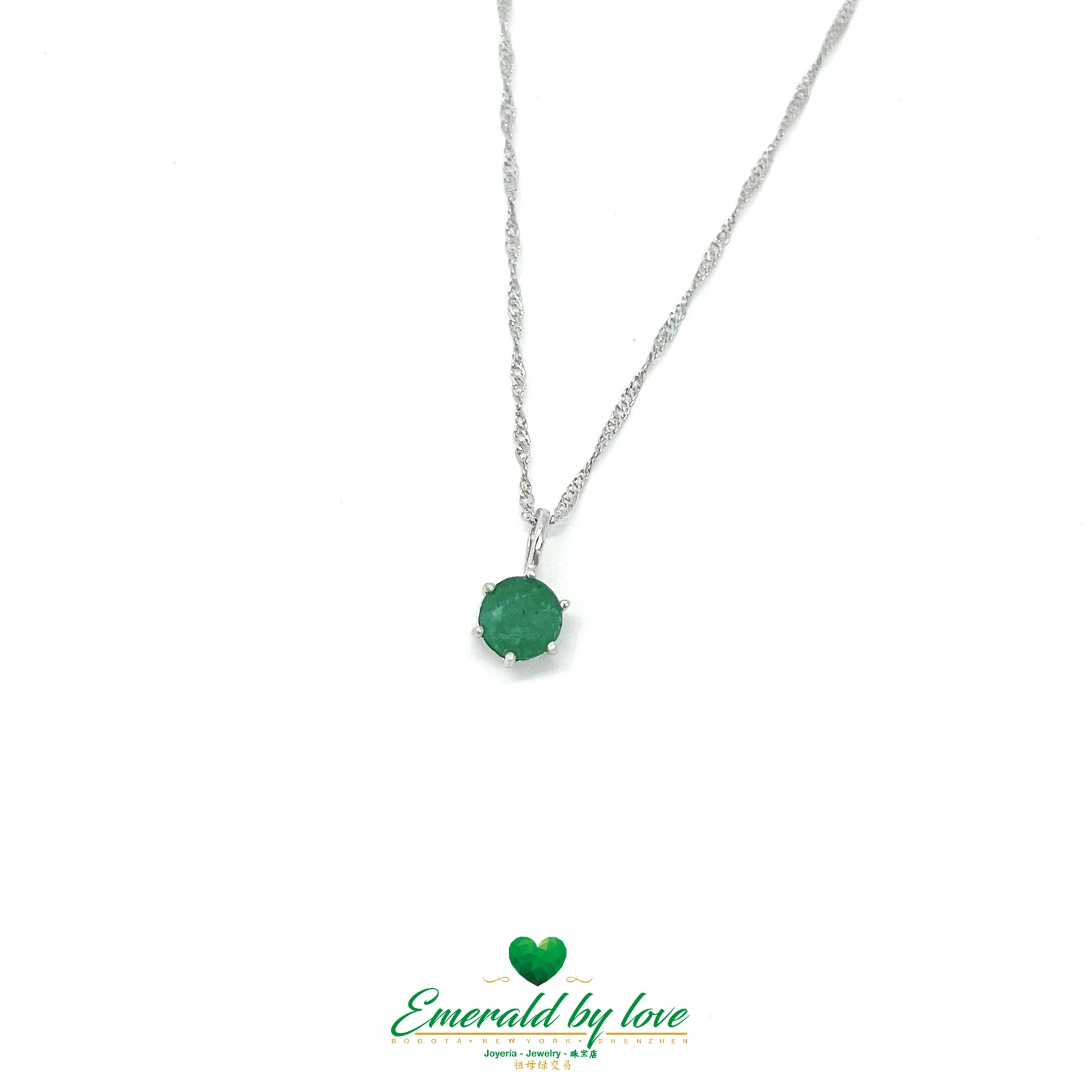 Simple Round Emerald Pendant with Five-Prong Setting