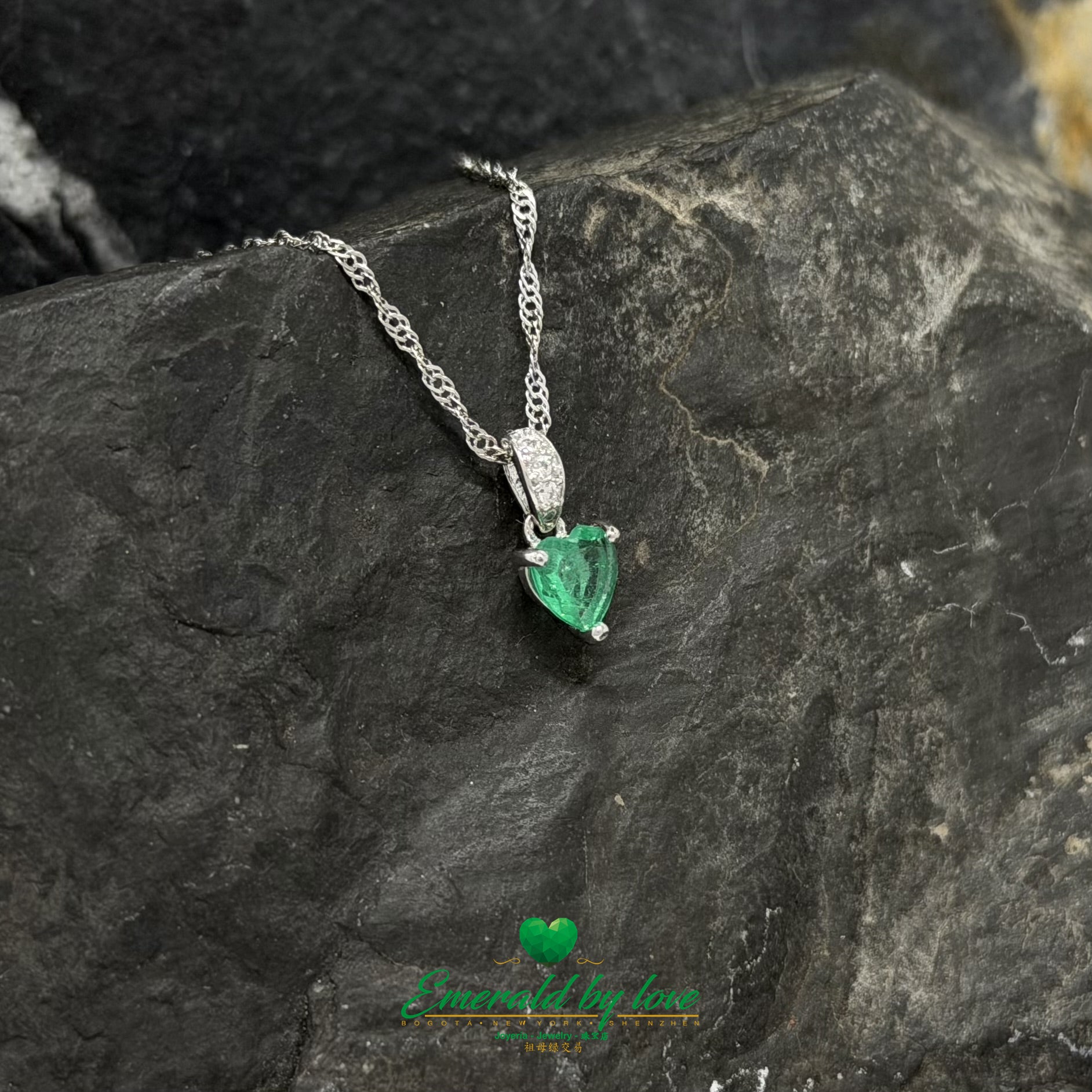 Heart-Shaped Emerald Pendant in Sterling Silver
