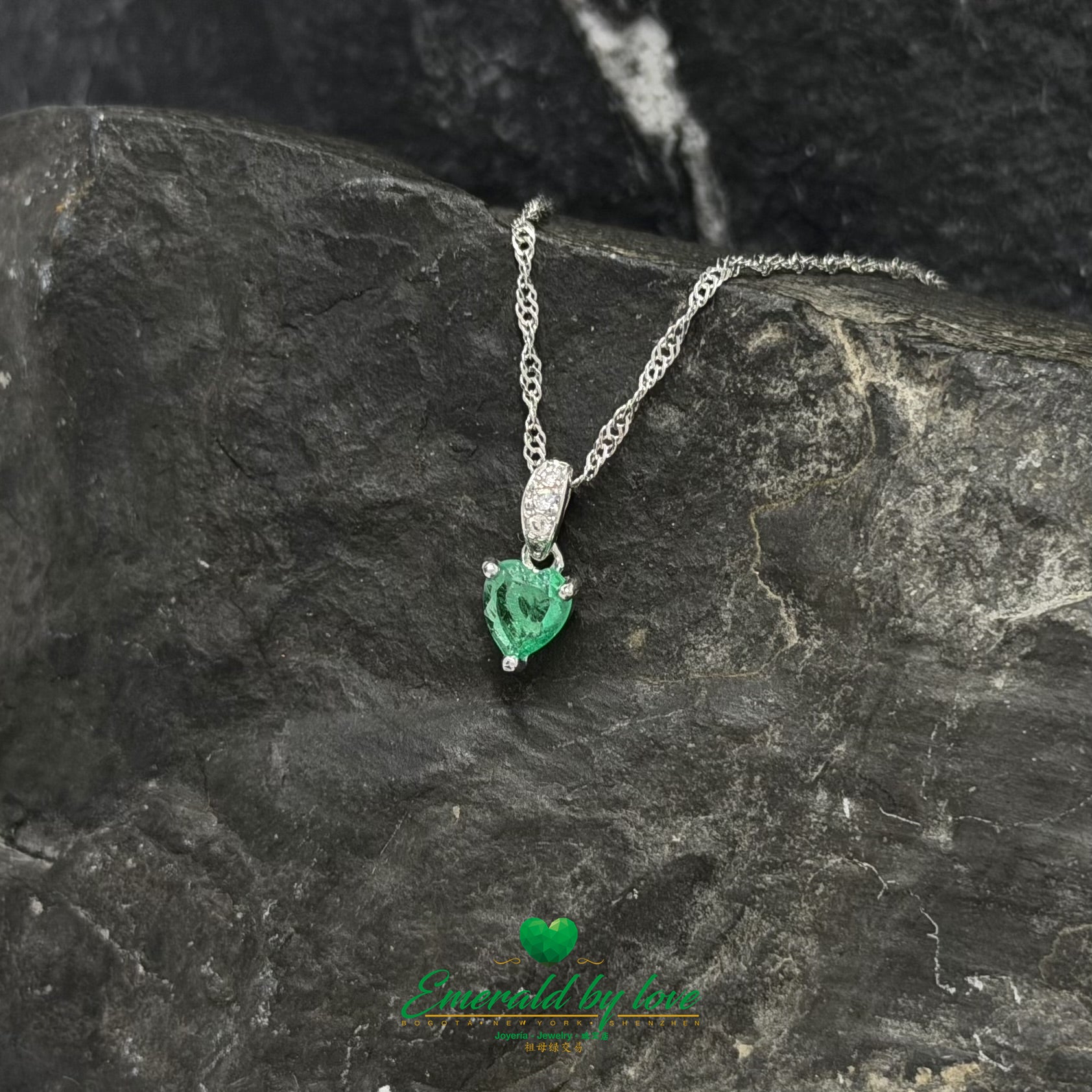 Heart-Shaped Emerald Pendant in Sterling Silver