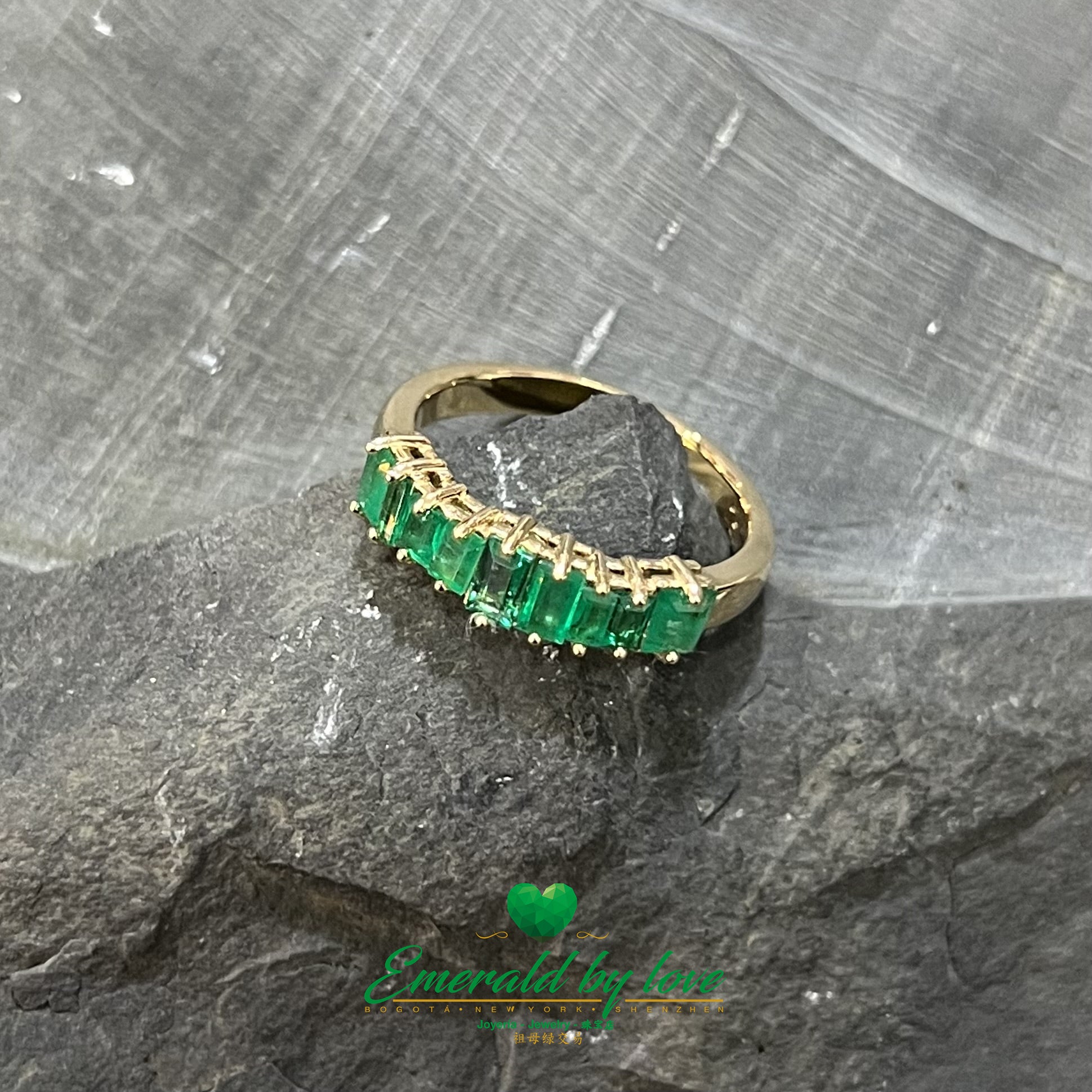 Yellow Gold Baguette Emerald Band: 0.76 tcw of Elegance