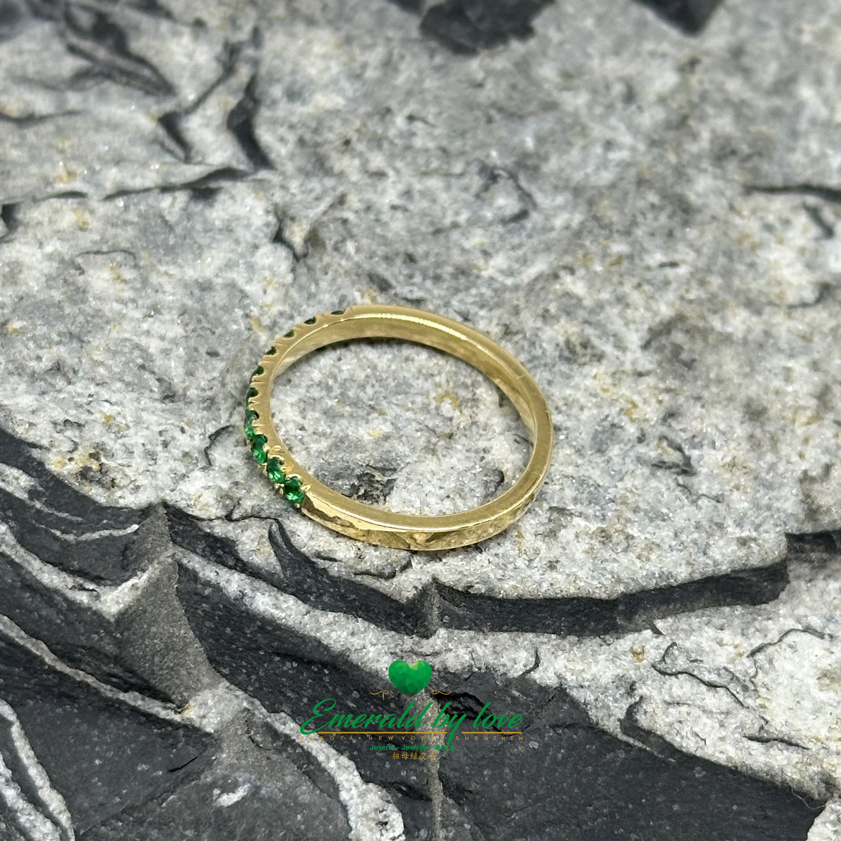 Emerald Band Ring with 2.05 TCW Round Colombian Emeralds