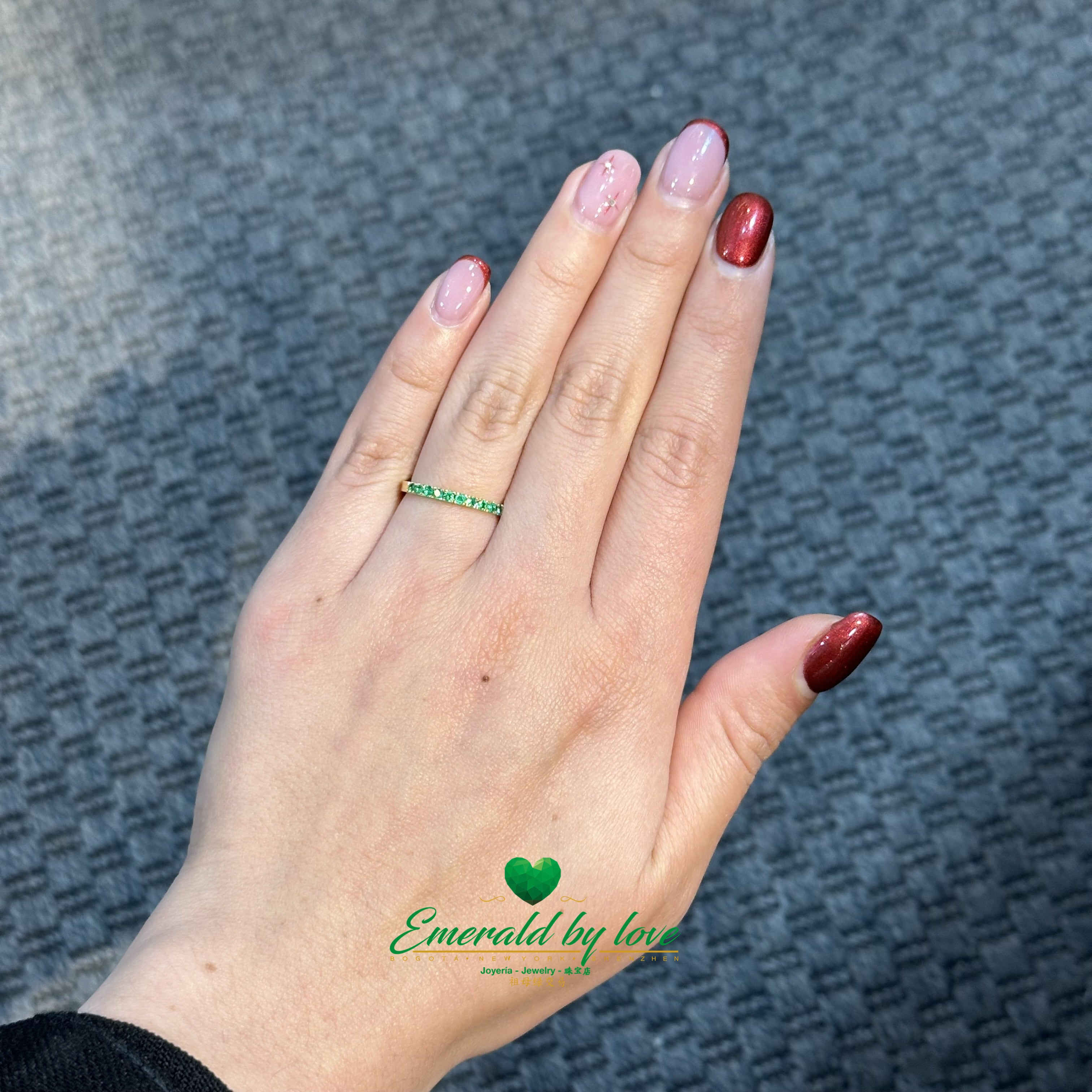 Emerald Band Ring with 2.05 TCW Round Colombian Emeralds