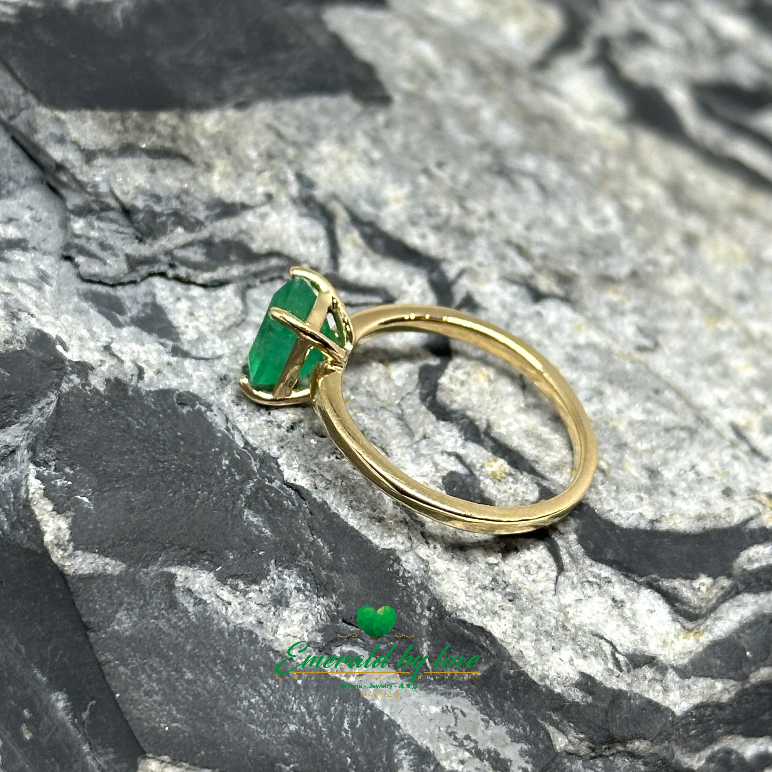 Emerald-Cut Solitaire Engagement Ring in 18K Gold