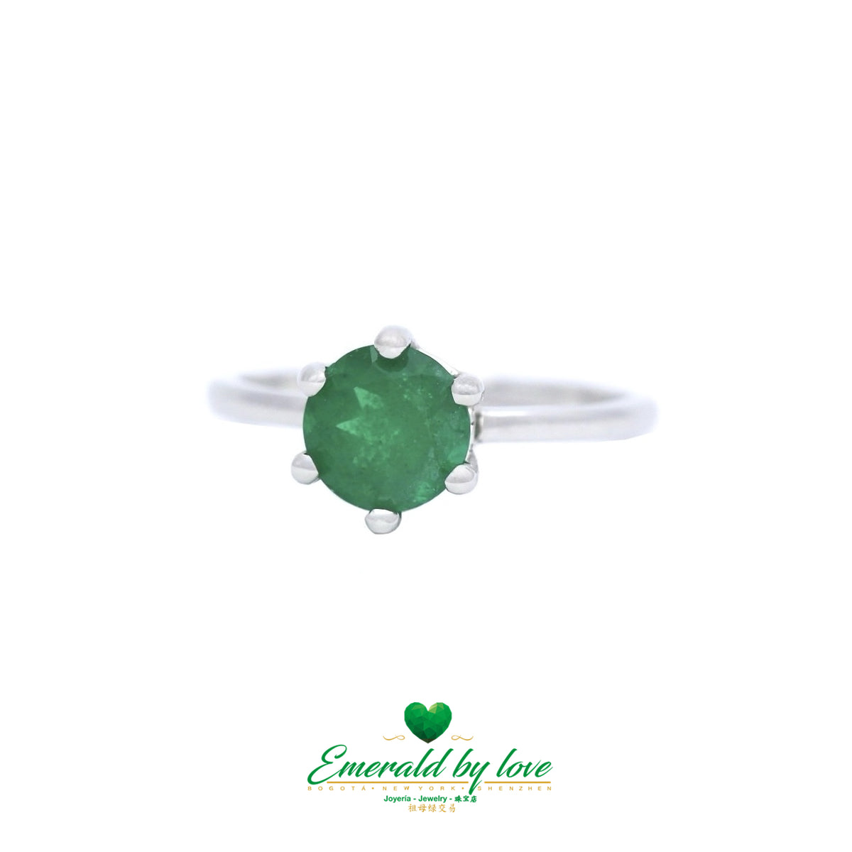 1.02 CT Colombian Emerald Engagement Ring with Six-Prong High-Set Setting