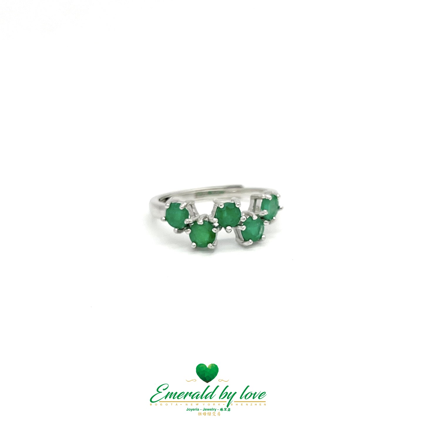 Round Emerald Intertwined Band Ring