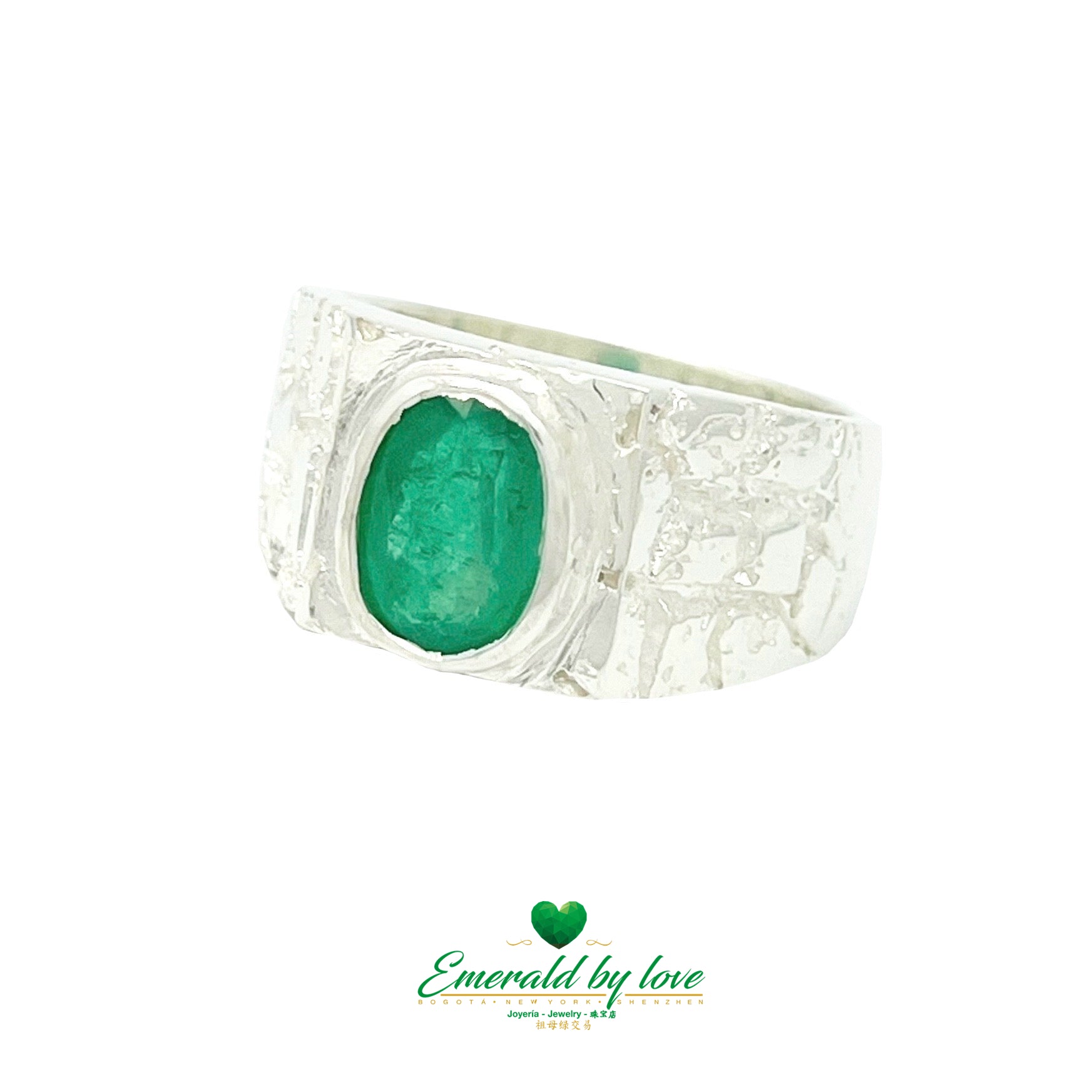 Men's Oval Bezel-set Emerald Ring