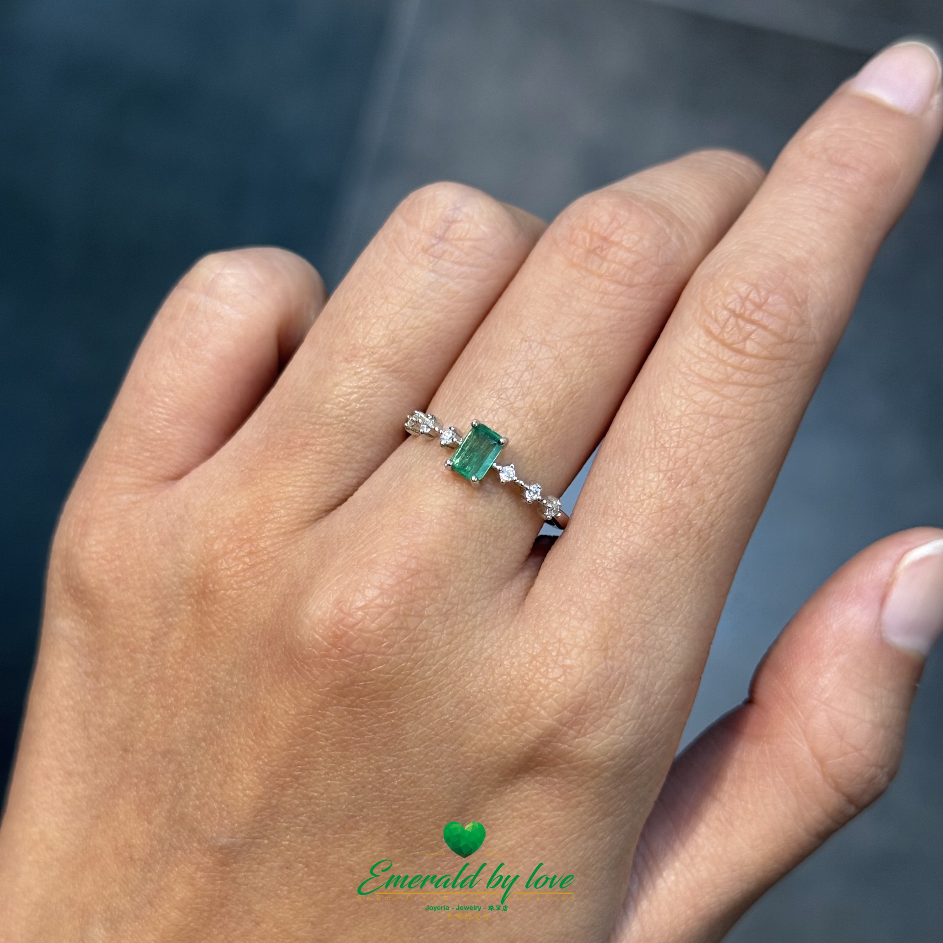 Sterling Silver Ring with Baguette-Cut Emerald & Zircon Accents | Handcrafted Colombian Gemstone Jewelry