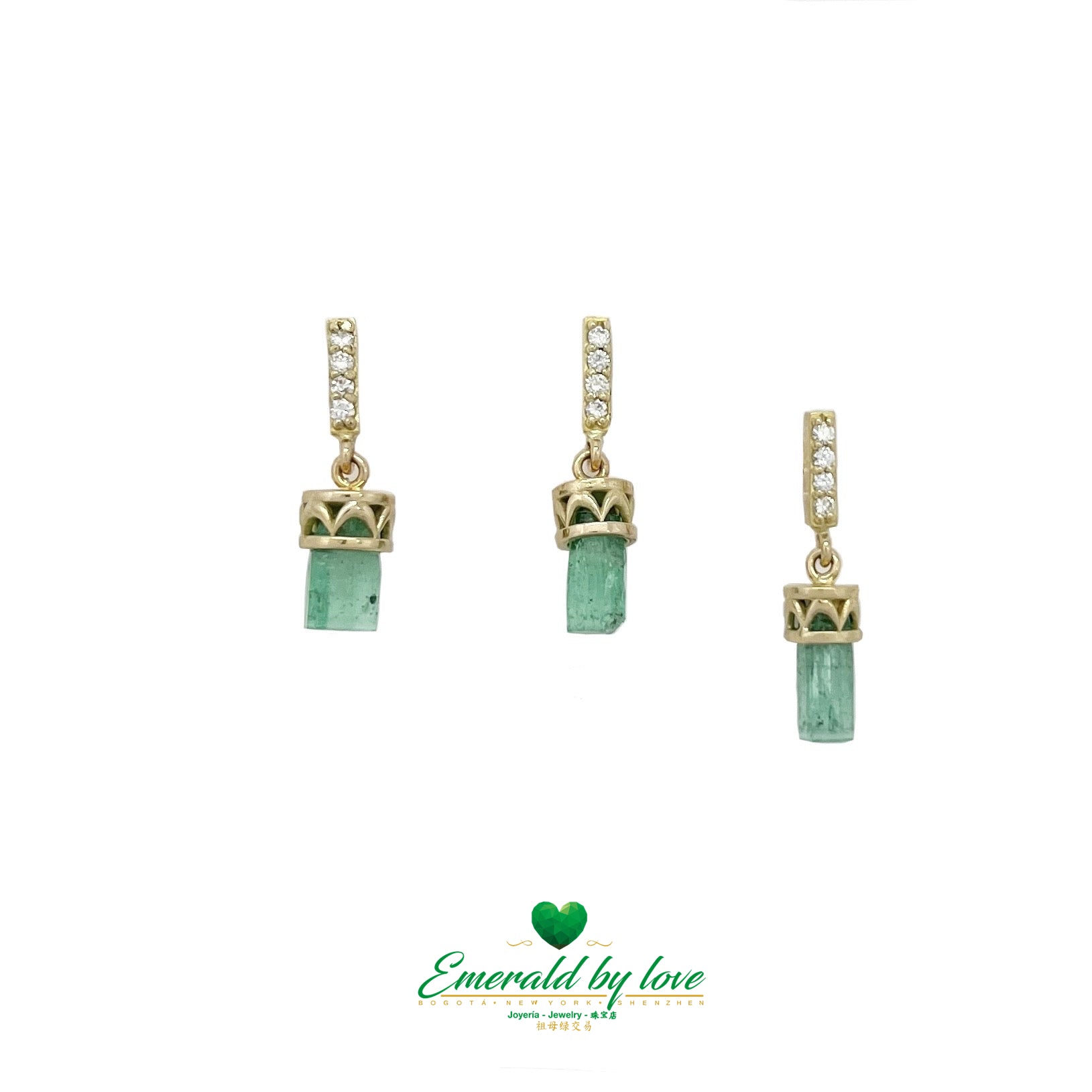 Rough Emerald Set with Diamonds Encrusted in Gold